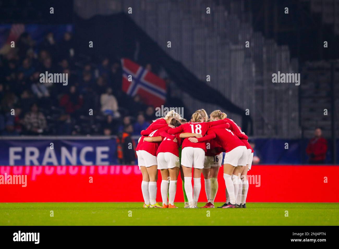 Angers, Frankreich 20230221. Die norwegische Mannschaft während des internationalen Fußballspiels zwischen Norwegen und Frankreich im Raymond Kopa Stadium in Angers, Frankreich. Foto: Rodrigo Freitas/NTB Stockfoto