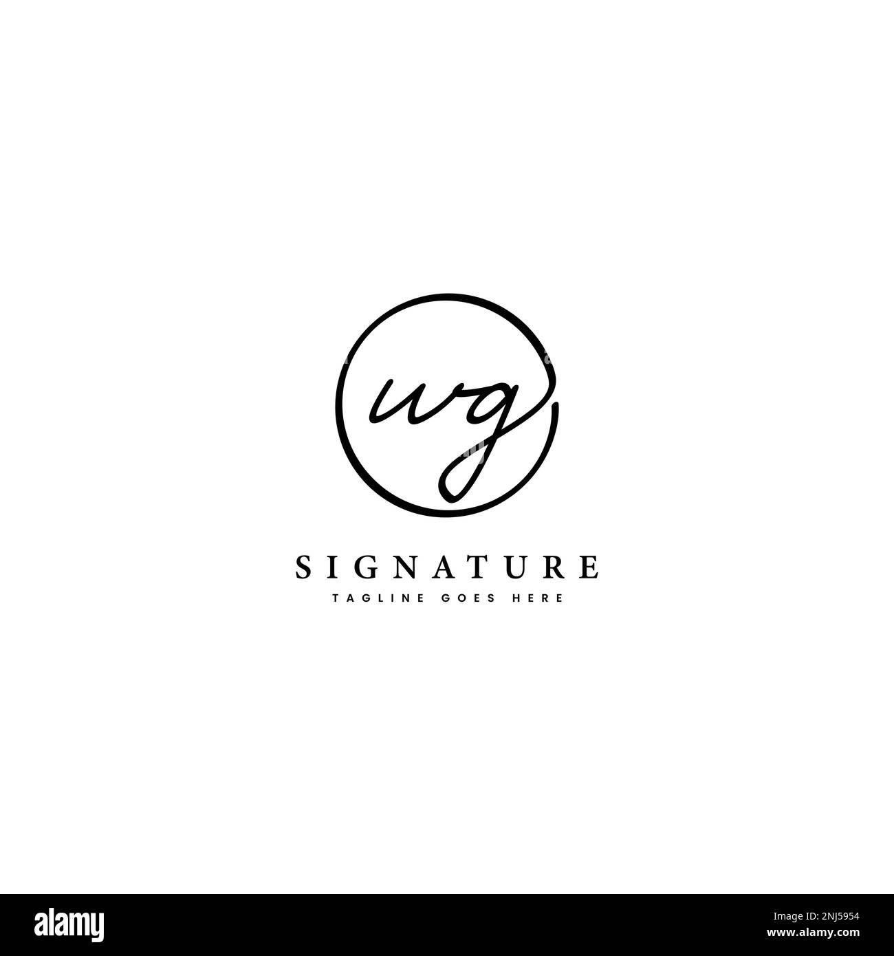 W, G, WG Anfangsbuchstabe handschriftlich und Signature Vector Logo. Geschäftsvorlage in Rundform Strichgrafiken Stock Vektor