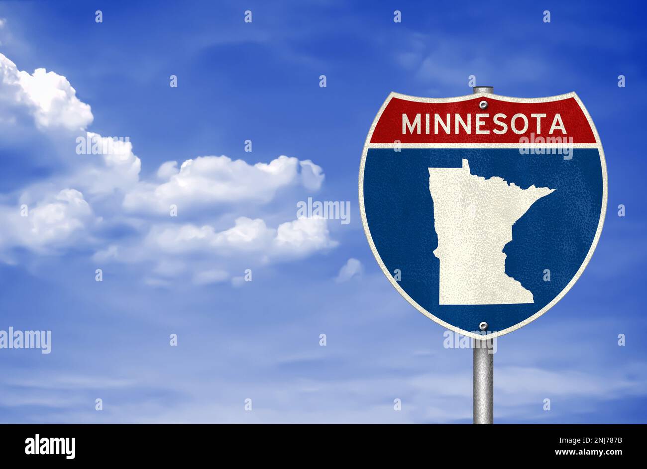 Karte des Bundesstaats Minnesota - Straßenschild Stockfoto