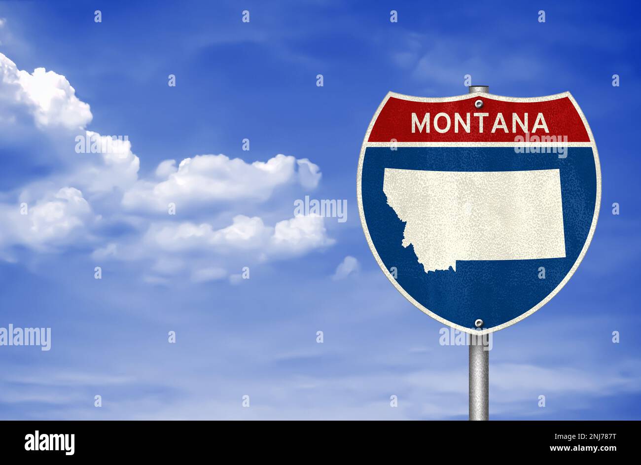 Karte des Bundesstaates Montana - Straßenschild Stockfoto