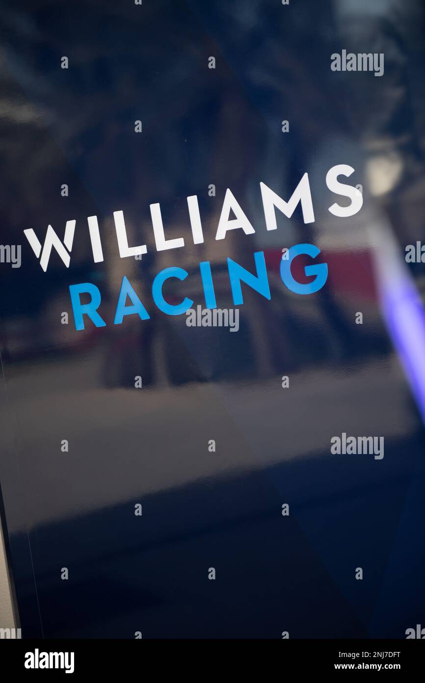 Logo von Williams Racing. 22.02.2023. Formula 1 Testing, Sakhir, Bahrain, Preparations. Das Foto sollte wie folgt lauten: XPB/Press Association Images. Stockfoto
