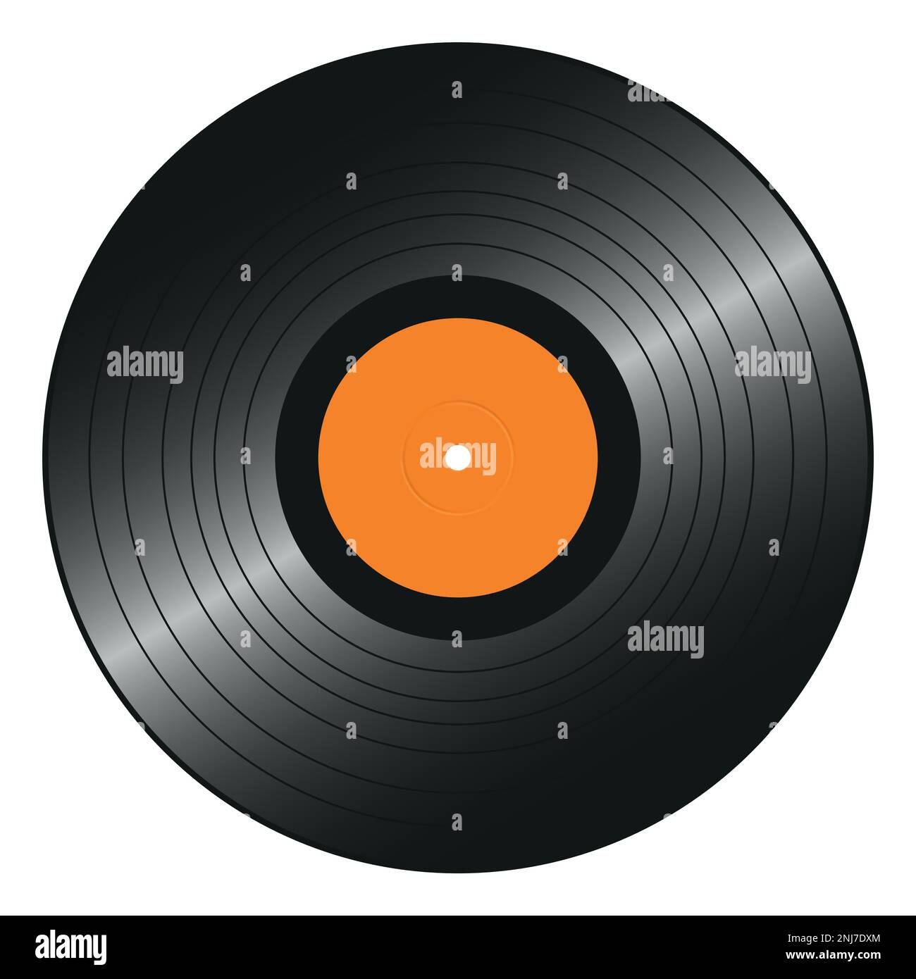 Schallplattenaufzeichnung – LP-Schallplattenvektor-Darstellung des Schallkopfs aus Vinylgramophon auf weiß isoliert Stock Vektor