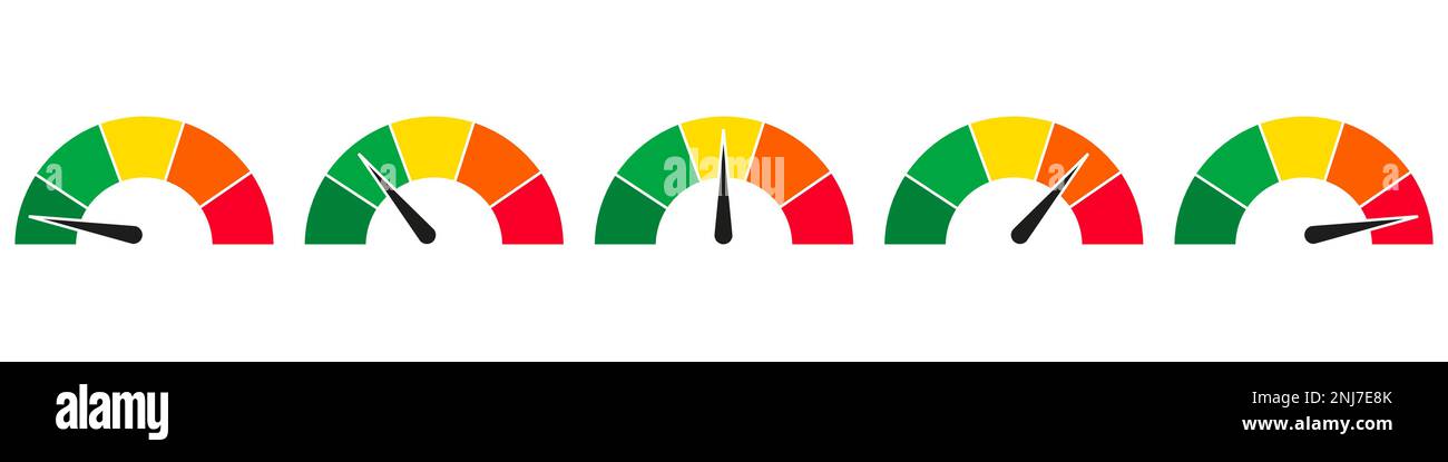 Tachometer, Drehzahlmessersymbol. Geschwindigkeitsanzeige. Internet-Geschwindigkeit. Leistungskonzept Stock Vektor