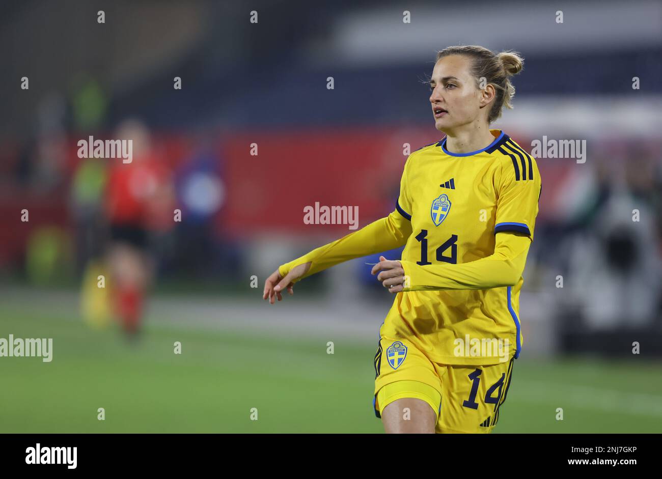 Duisburg, Deutschland. 21. Februar 2023. Nathalie Björn (SWE), Frauen-Fußballspiel, Deutschland gegen Schweden, Duisburg, 21.02.2023. Kredit: Juergen Schwarz/Alamy Live News Stockfoto