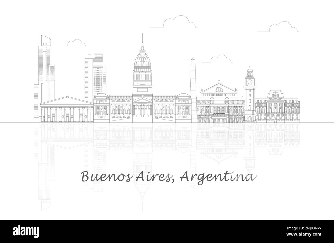 Skizzieren Skyline Panorama der Stadt Buenos Aires, Argentinien - Vektor-Illustration Stock Vektor