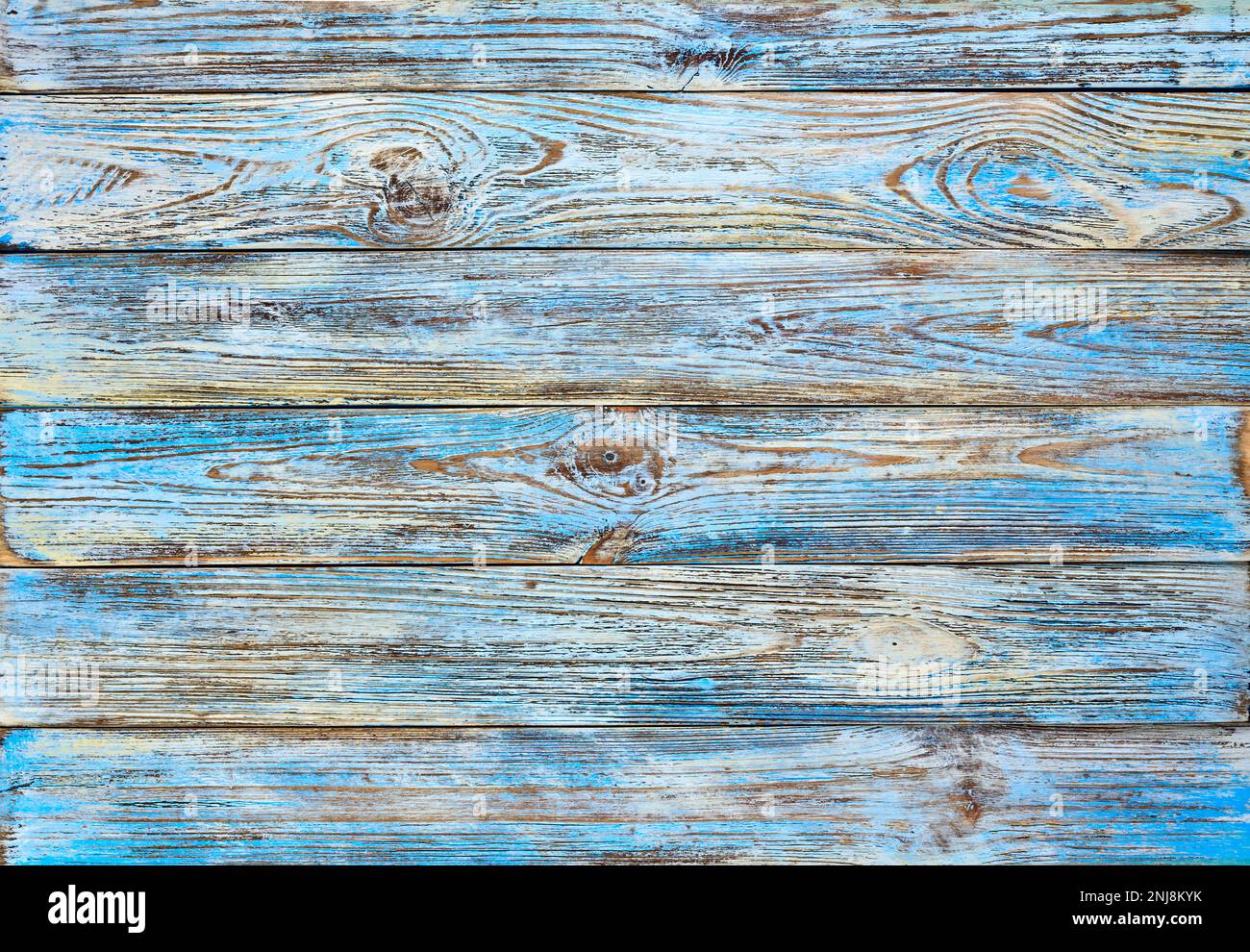 Alte blau bemalte Grunge Holzbohlen Hintergrund, Brett oder Holzzaun Stockfoto