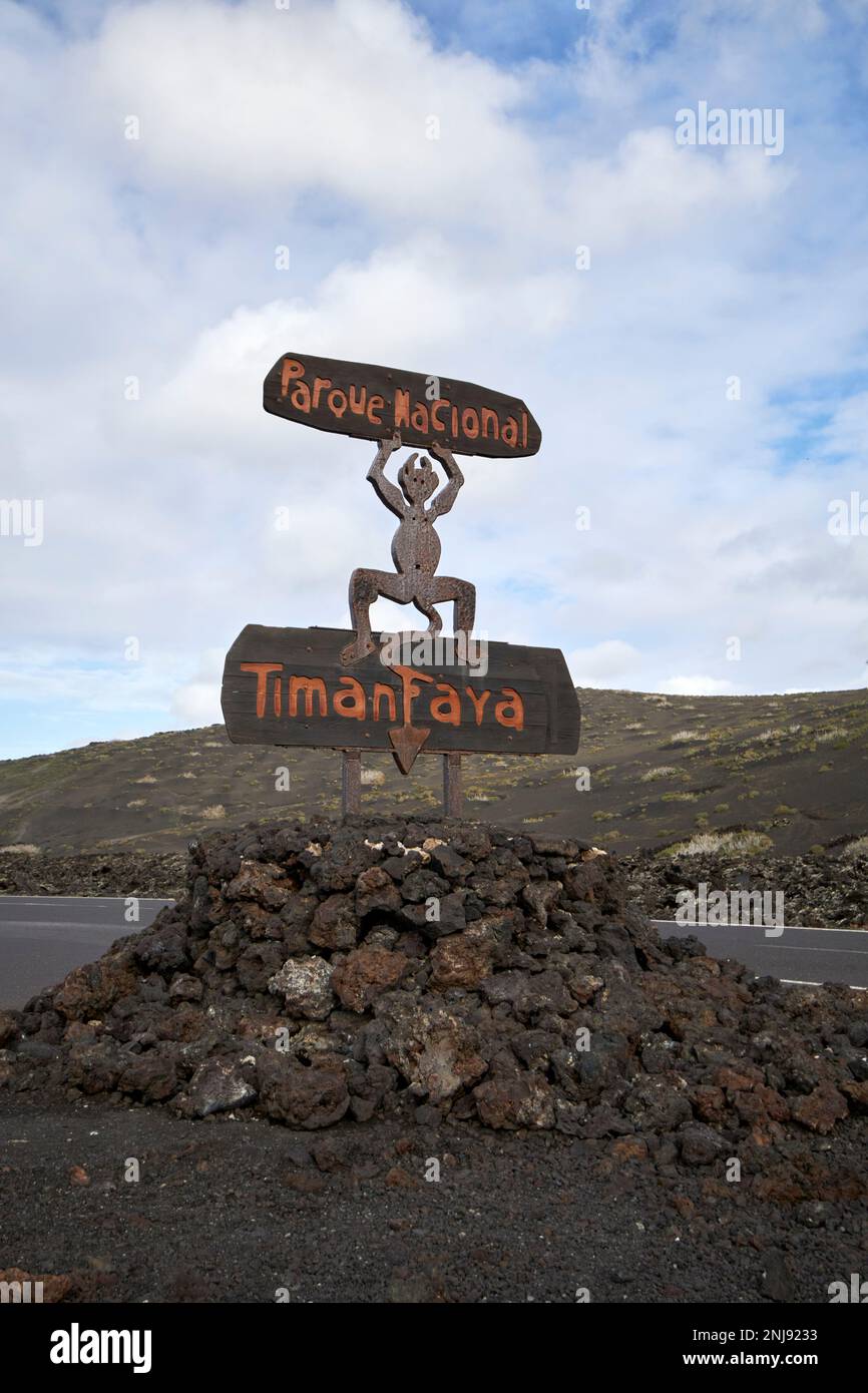 cesar manrique entwarf das diablo-Logo für den timanfaya-Nationalpark parque nacional timanfaya Lanzarote, Kanarische Inseln, Spanien Stockfoto