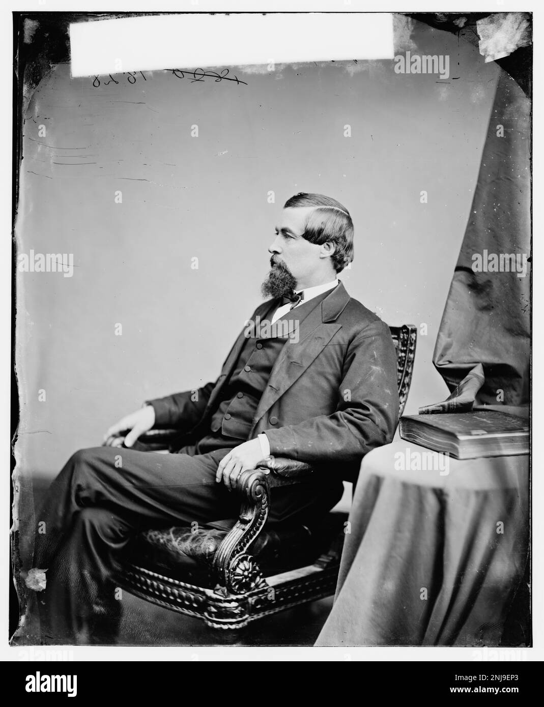 Porträt des ehrenwerten Edmund Gibson Ross, eines US-Senators aus Ohio, der für seine Rolle bei der Amtsenthebung von Präsident Andrew Johnson bekannt ist. Stockfoto