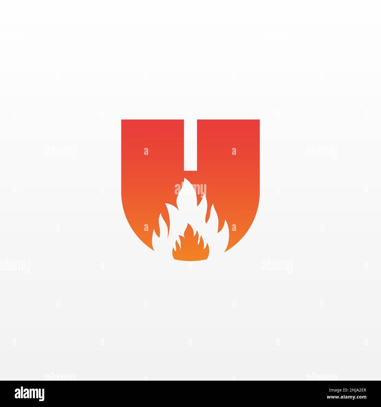 Design-Vektorvorlage für das U-Logo von Flame. Attraktives Logo-Design Für Branding Von Unternehmen Mit Brandflammen. Stock Vektor