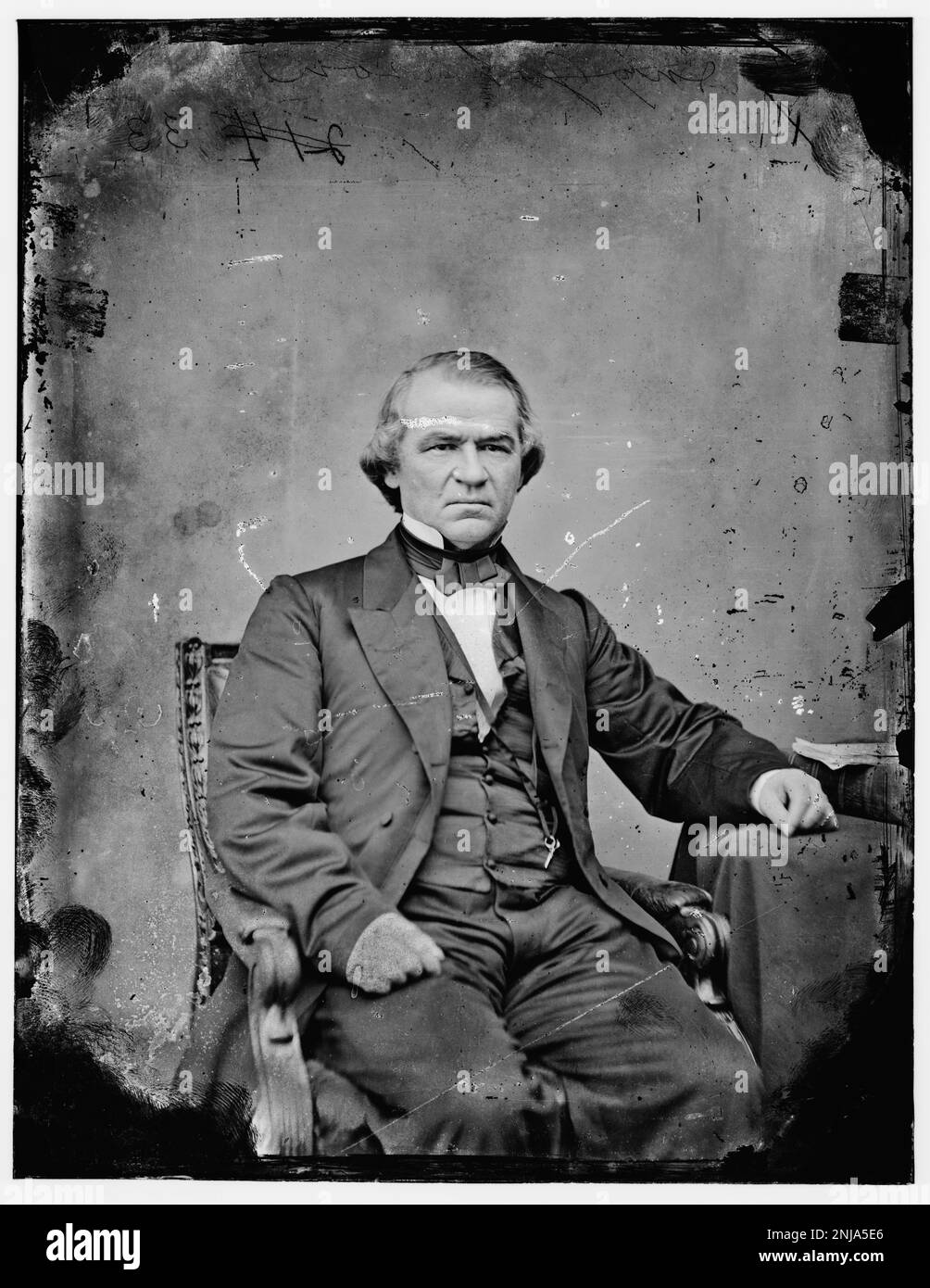 Porträt von Andrew Johnson, 17. US-Präsident, auf einem Foto aus der Library of Congress Brady-Handy Collection. Stockfoto