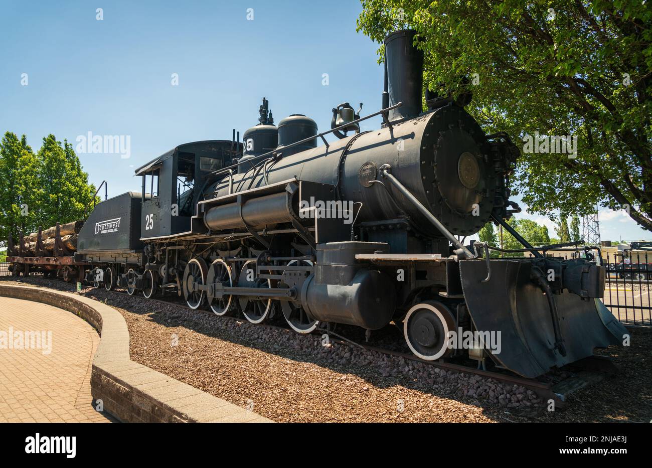 Der historische Zug Yard in Flagstaff, AZ Stockfoto