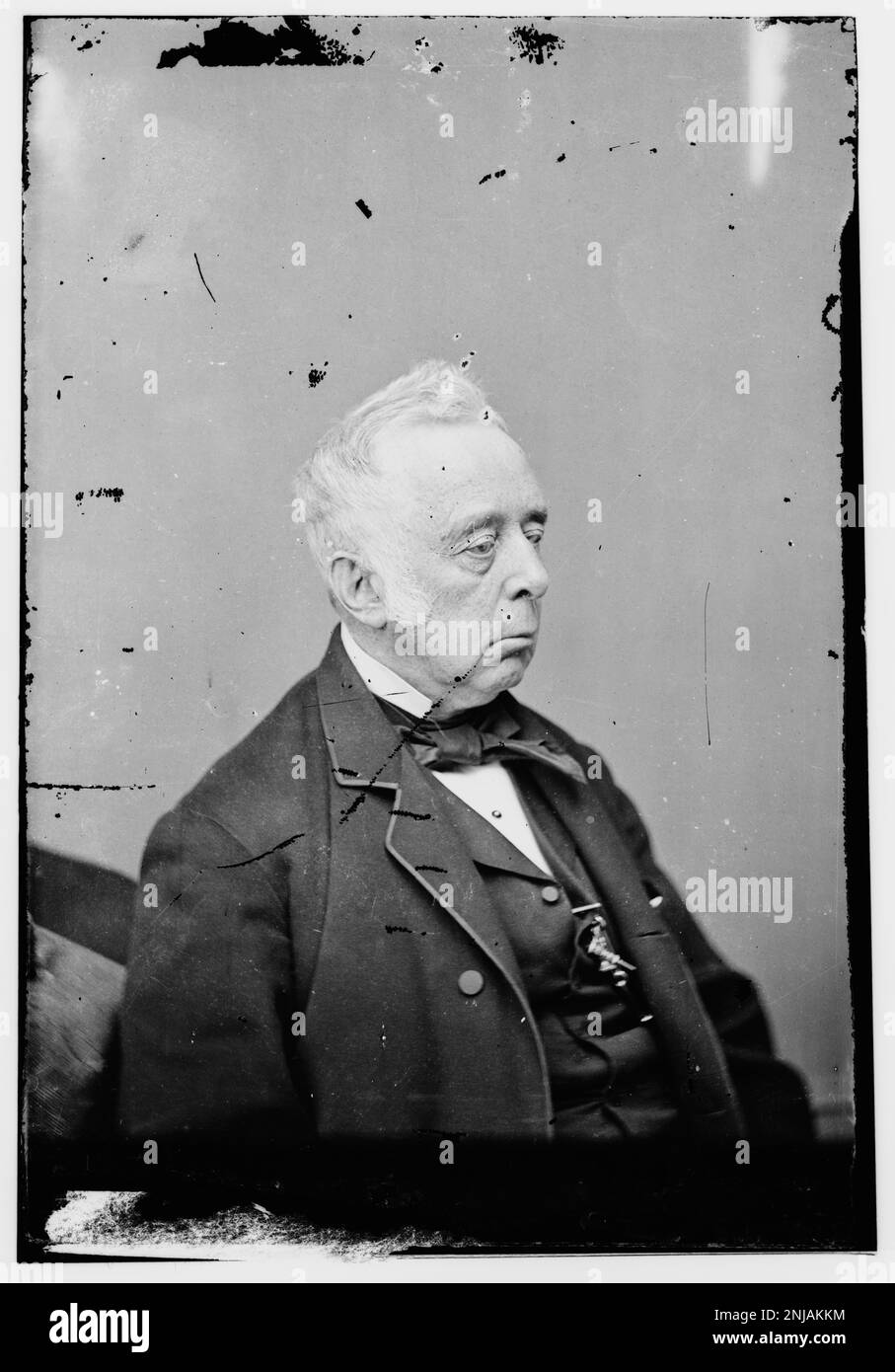 Porträt von Hon. Reverdy Johnson, einem Politiker und Diplomaten aus Maryland, aus der Library of Congress Brady-Handy Collection. Johnson war Senator der Vereinigten Staaten und hatte andere wichtige Regierungsrollen inne. Stockfoto