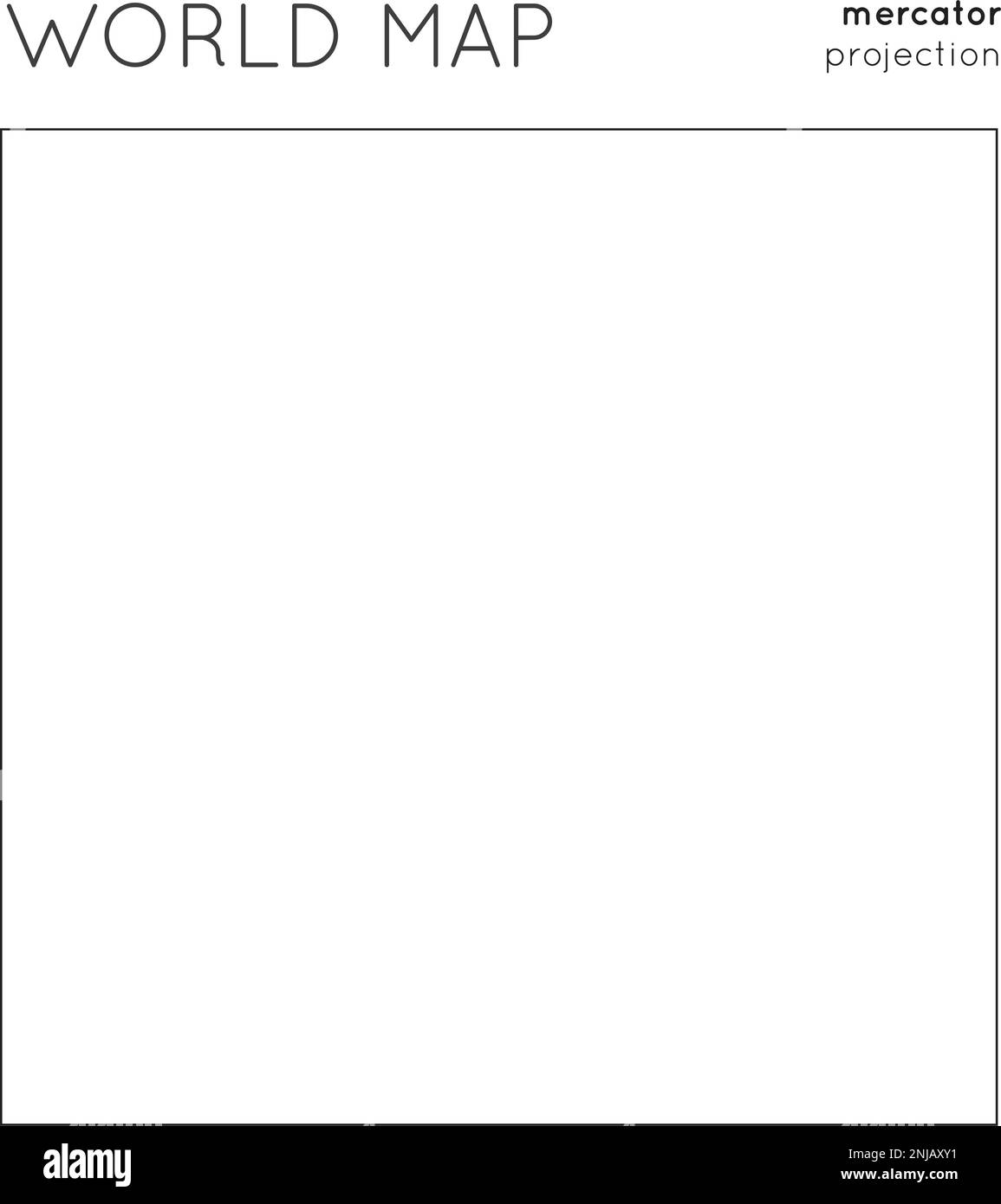 Weltkarte. Globus in Mercator Projektion, mit Rasterlinien. Vektorgrafik umreißen. Stock Vektor