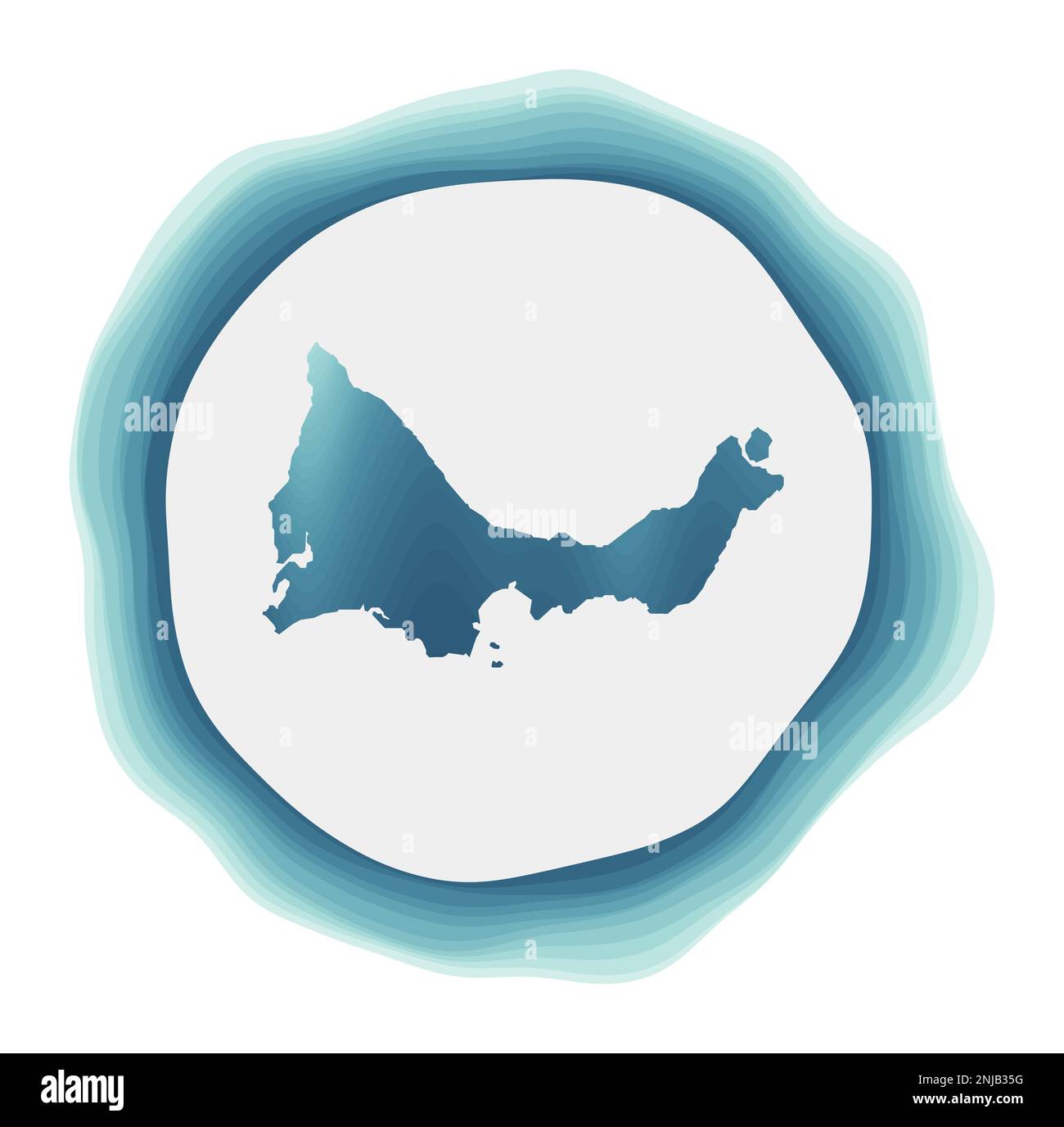 Providenciales-Logo. Abzeichen der Insel. Geschichtetes kreisförmiges Schild um die Rahmenform von Providenciales. Lebendige Vektordarstellung. Stock Vektor