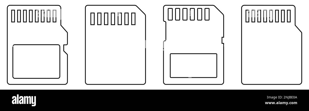Zeilensymbole der SD-Karte. Vektordarstellung isoliert auf weißem Hintergrund Stock Vektor