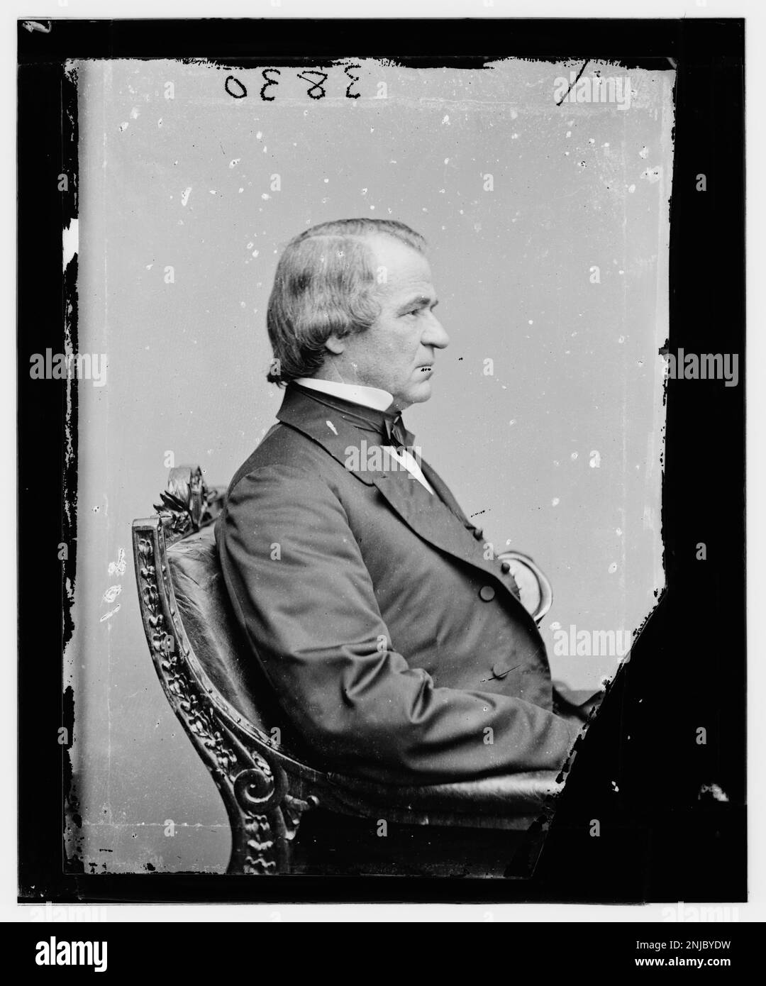 Foto von Andrew Johnson, 17. Präsident der Vereinigten Staaten, untergebracht in der Library of Congress Brady-Handy Collection. Stockfoto