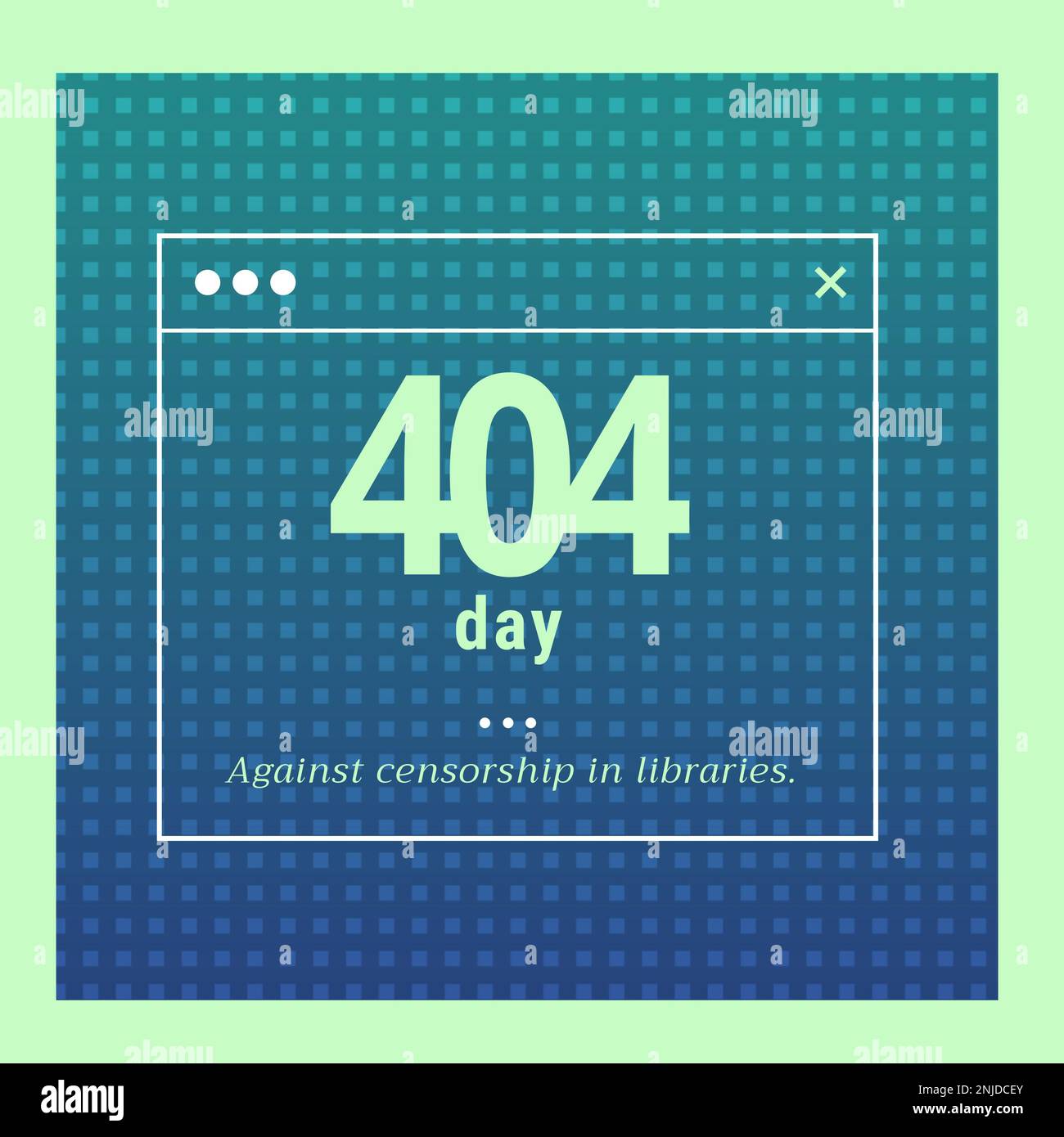Zusammenstellung des 404. Tages gegen Zensur in Bibliothekstexten vor grünem Hintergrund Stockfoto