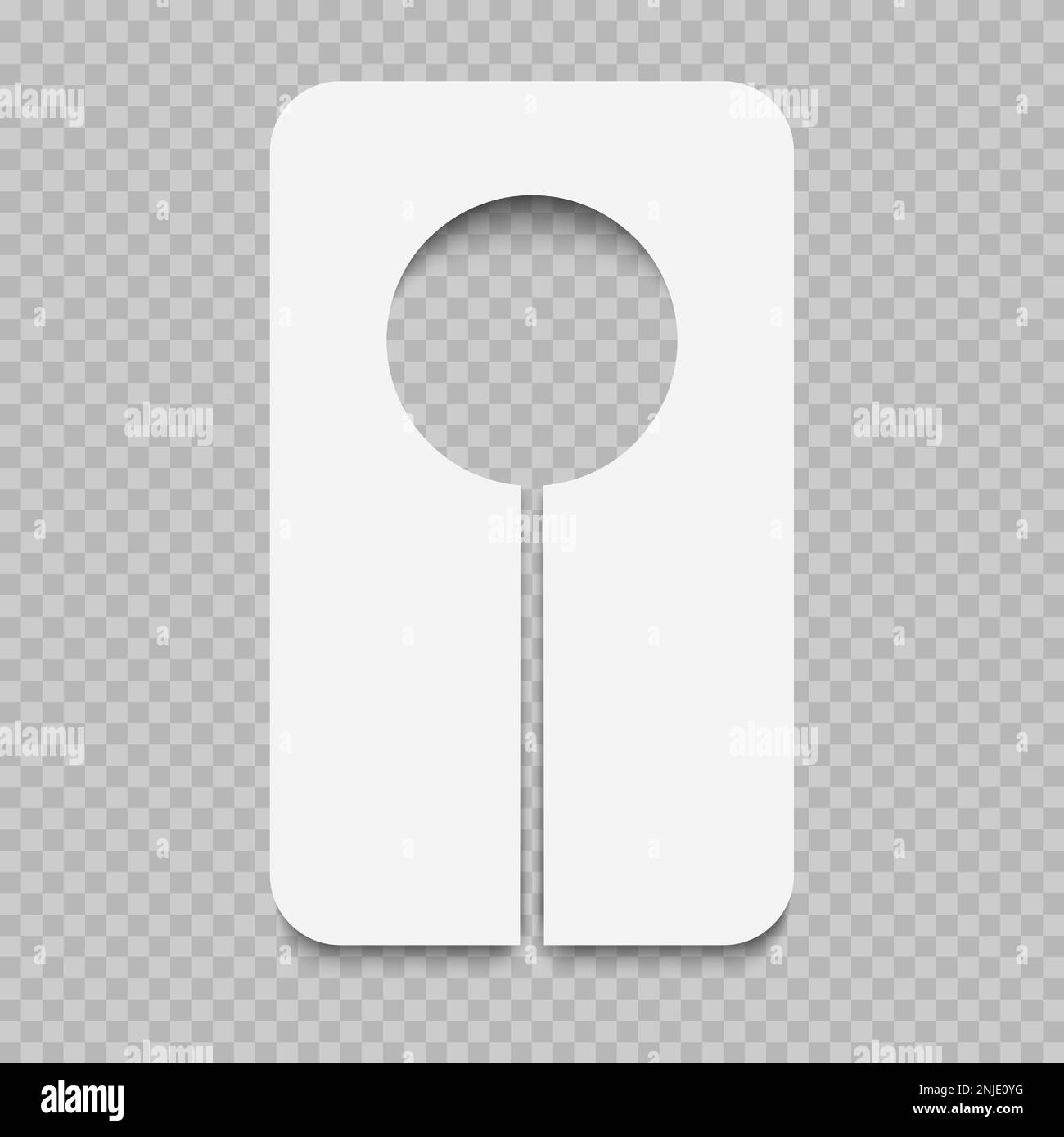 Leere Schrankteiler- oder Türaufhängemuster isoliert auf transparentem Hintergrund. Anhänger für Kleiderladen oder Kleiderschrank. Bitte nicht stören, leise, klopfen oder still halten. Vektordarstellung Stock Vektor