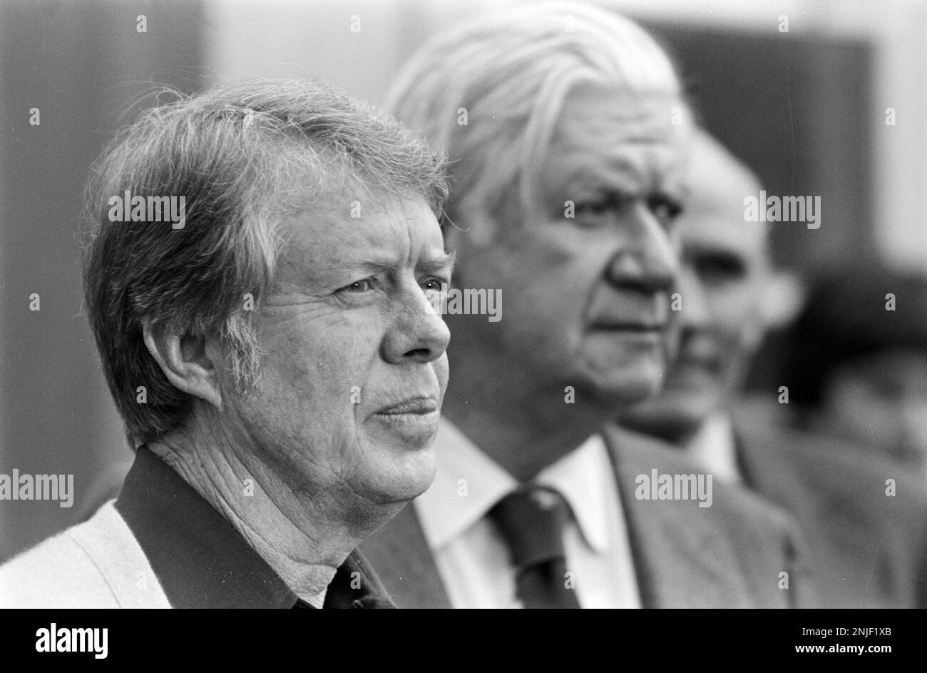 Der Präsident wählt Jimmy Carter und Tip Oneill im Carter's Pond House in Plains, GA. Stockfoto