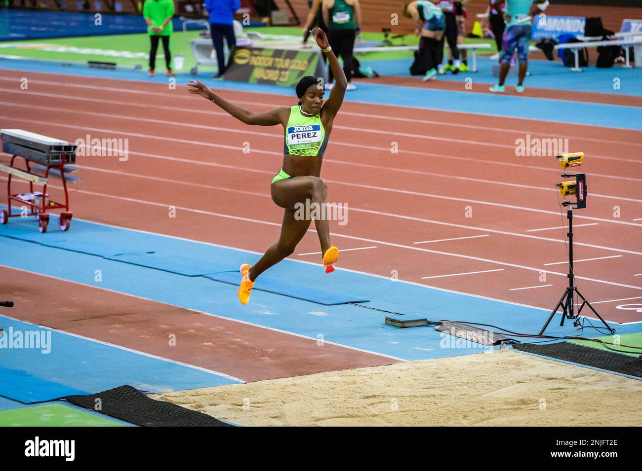 Madrid, Madrid, Spanien. 22. Februar 2023. Leyanis Perez während des Dreifachsprungwettbewerbs von womenÃs bei der.World Athletics Indoor Tour Gold, das am Mittwoch, den 22. Februar 2023 in Madrid, Spanien, im Gallur Stadion gefeiert wird (Kreditbild: © Alberto Gardin/ZUMA Press Wire), NUR REDAKTIONELLE VERWENDUNG! Nicht für den kommerziellen GEBRAUCH! Stockfoto