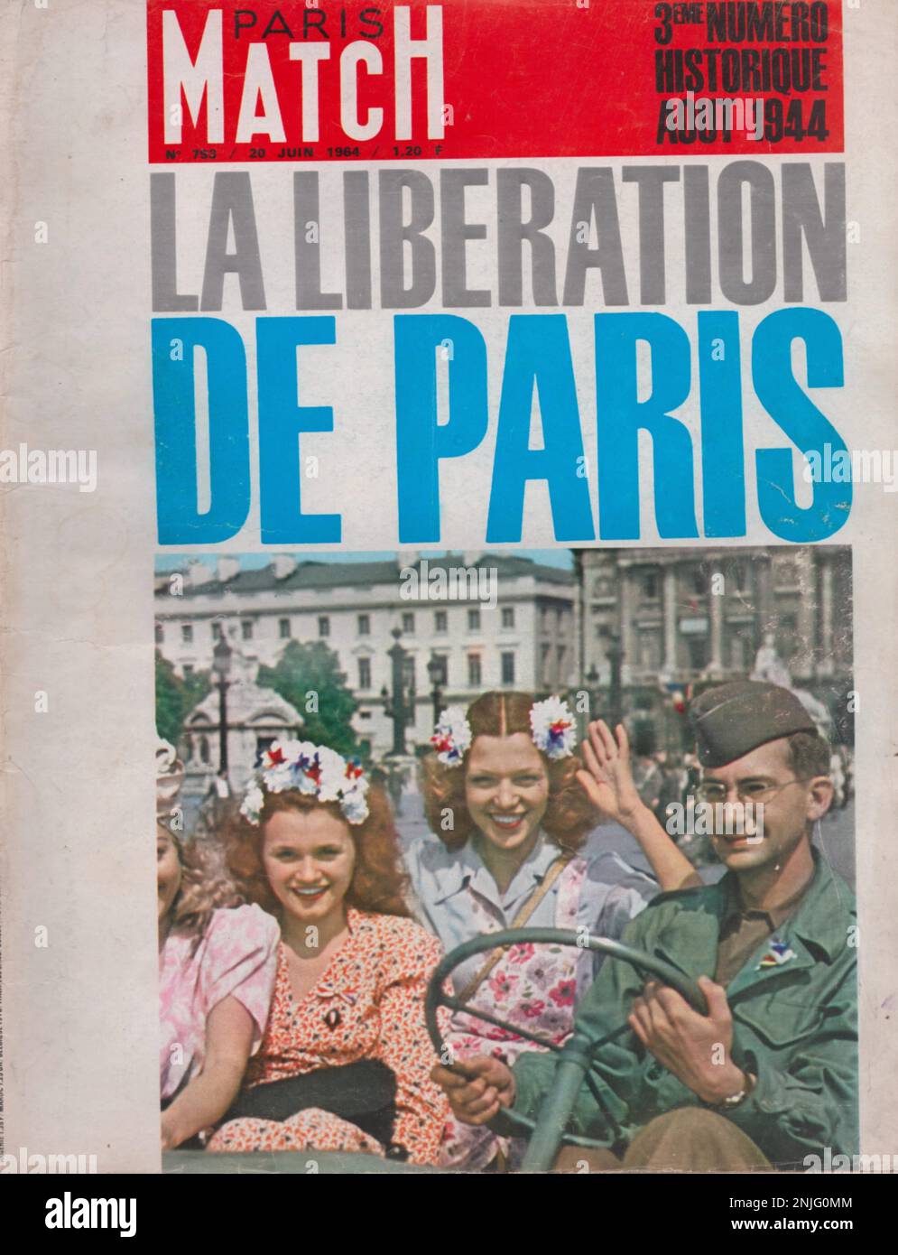 Paris Match Titelseite Paris Match Frist Seite Paris Match Magazine Titelseite Paris Match Titelseite Juli 1964 La Libertaion de Paris Stockfoto