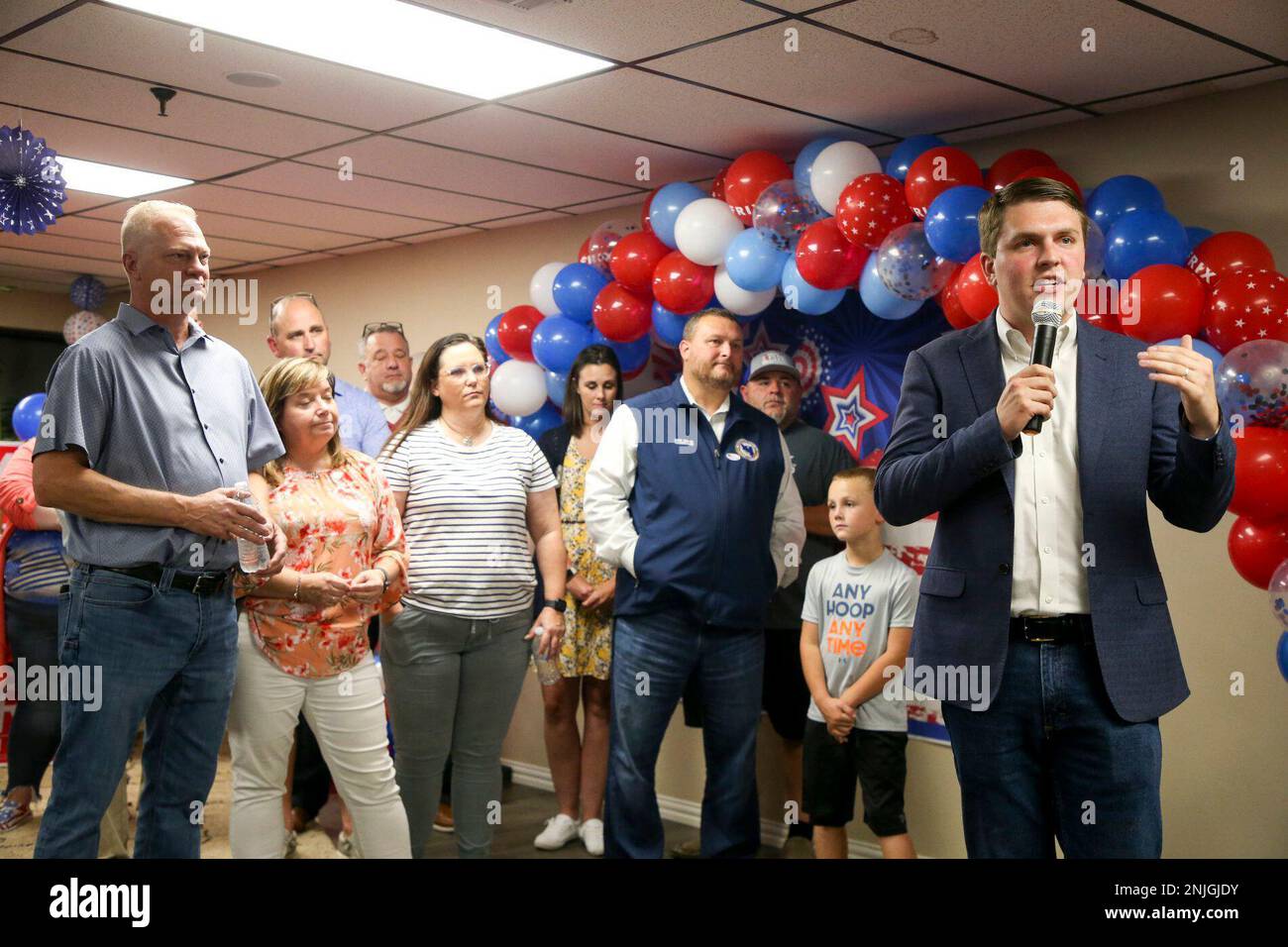 Congressional candidate Avery Frix gives his concession speech during