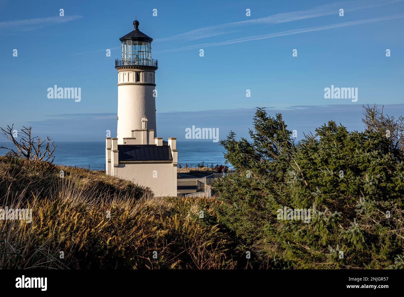 WA23023-00...WASHINGTON - North Head Lighthouse befindet sich 2 Meilen nördlich des Columbia River Eingangs im Cape Disappointment State Park. Stockfoto