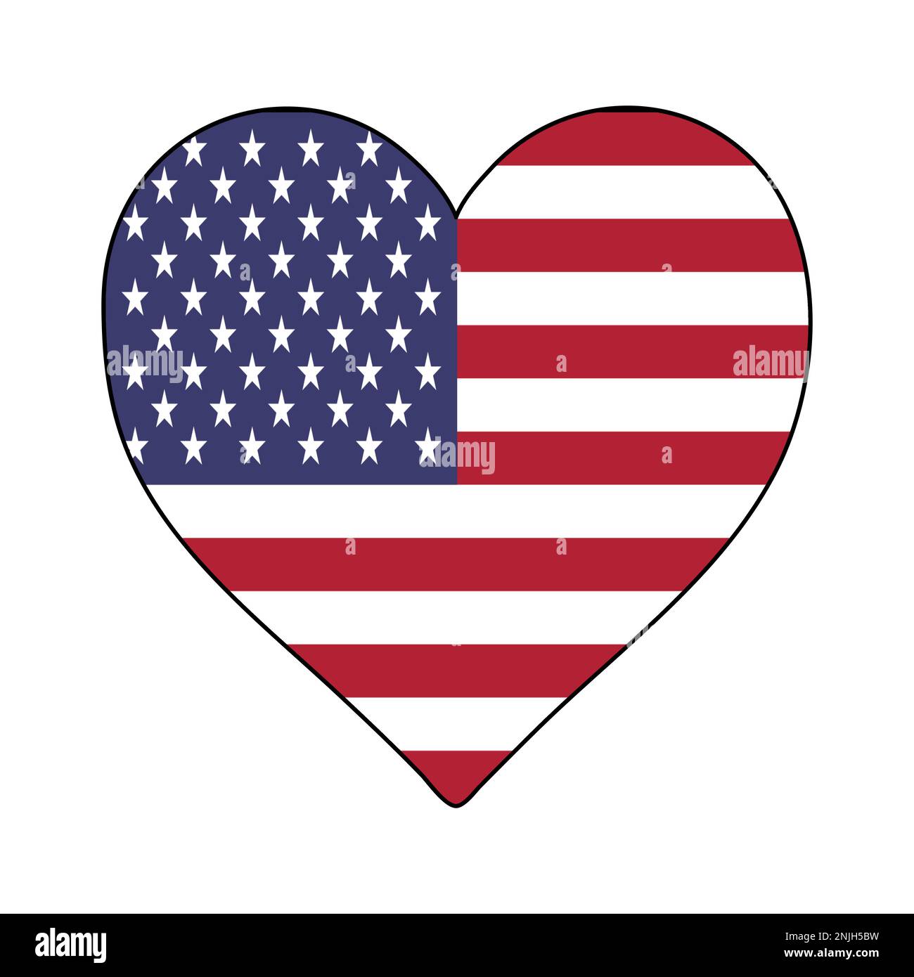 US-amerikanische Herzform-Flagge. Ich Liebe Die Vereinigten Staaten. Besuchen Sie die Vereinigten Staaten von Amerika. Nordamerika. Amerika. Vektorgrafik Stock Vektor