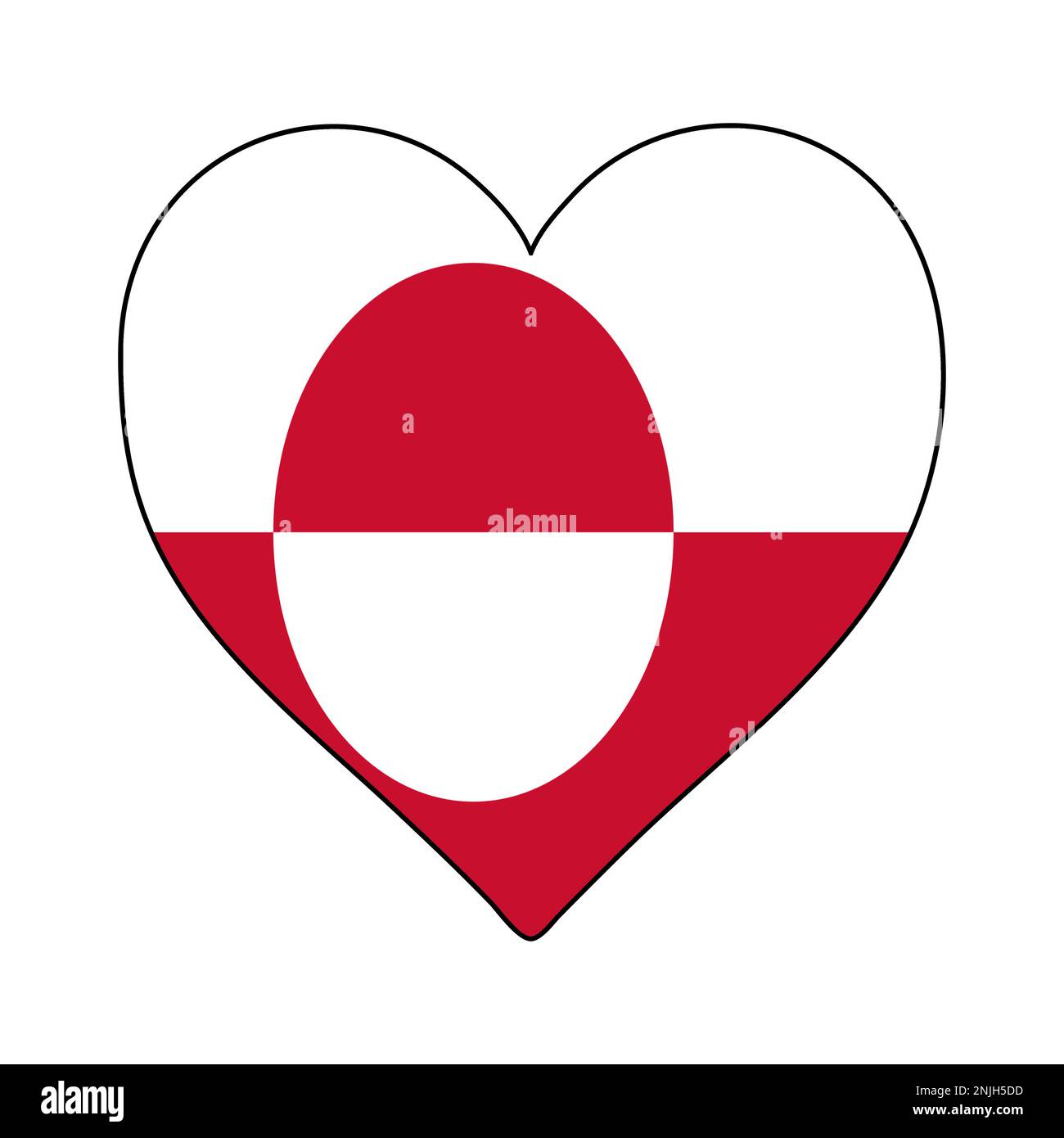 Grönländische Herzform-Flagge. Ich Liebe Grönland. Besuchen Sie Grönland. Nordamerika. Amerika. Grafische Konstruktion Von Vektordarstellungen. Stock Vektor