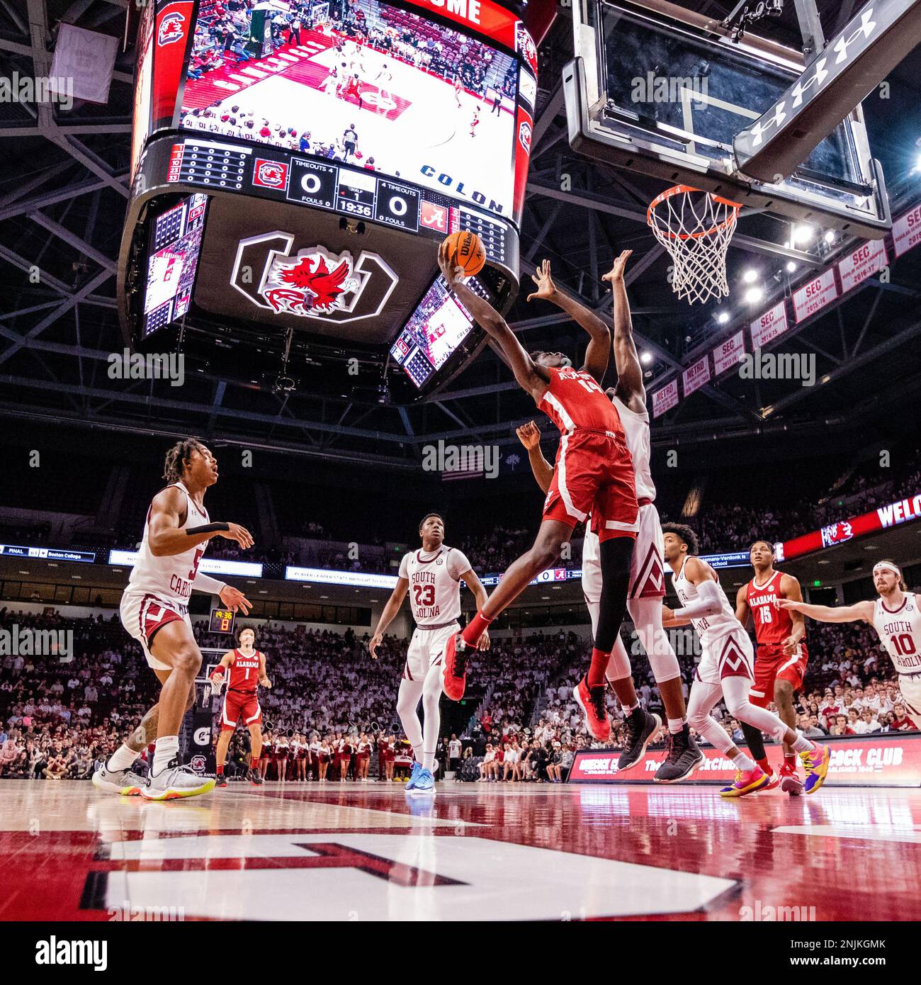 Columbia, SC, USA. 22. Februar 2023. SEC Basketball-Matchup in der Colonial Life Arena in Columbia, SC. (Scott Kinser/Cal Sport Media). Kredit: csm/Alamy Live News Stockfoto