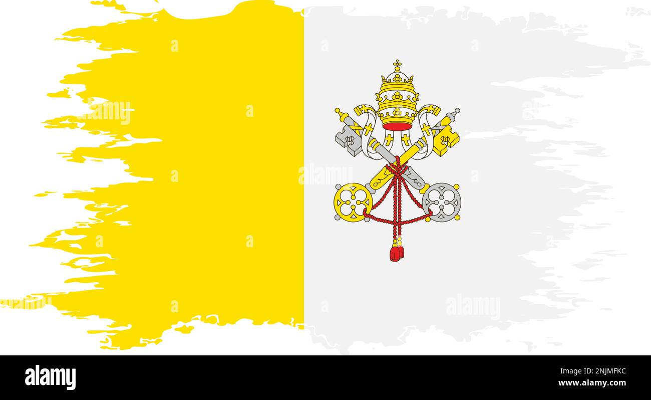 Grunge-Pinselfarbe der Vatikanischen Flagge, Vektor Stock Vektor