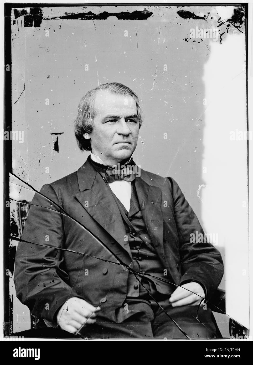 Porträt von Hon. Andrew Johnson, einer Schlüsselfigur der US-Geschichte, in der Brady-Handy Collection der Library of Congress. Stockfoto