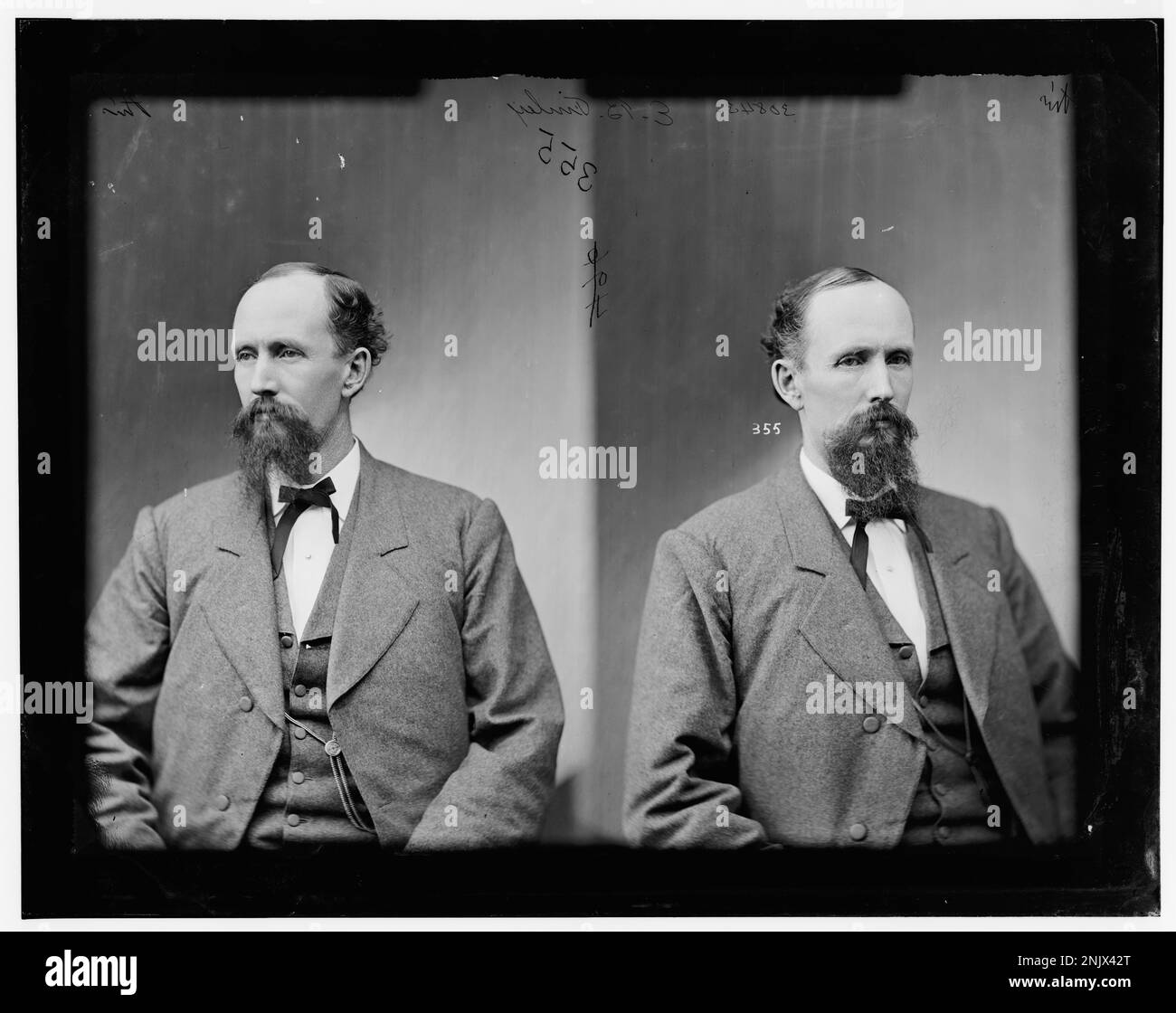 Porträt von Hon. Ebenezer Byron Finley, 1. Lieutenant in Co. K, 24. Ohio Volunteer Infantry, US Army, während des Amerikanischen Bürgerkriegs, gefangen in der Library of Congress Brady-Handy Collection. Stockfoto