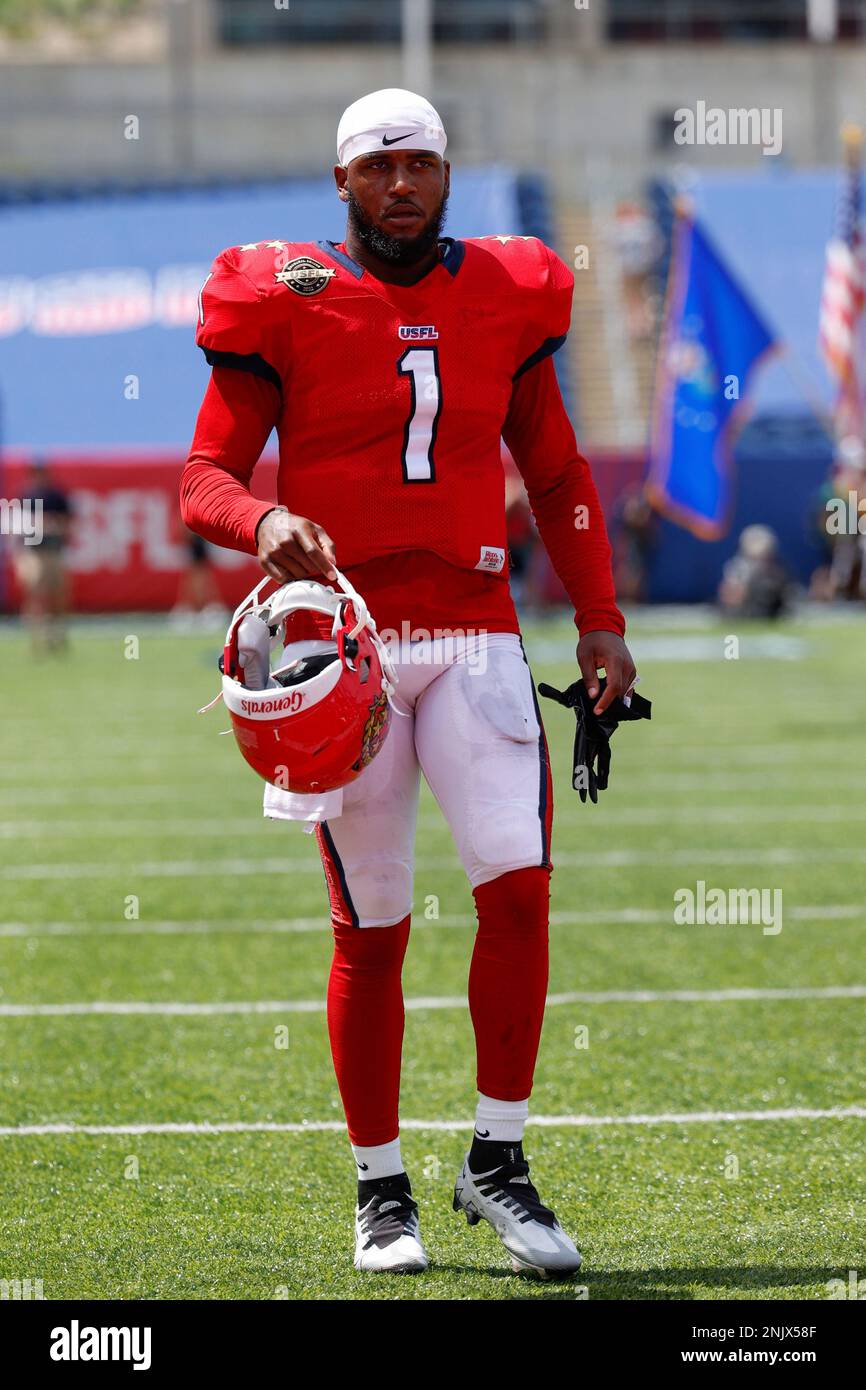 CANTON, OH JUNE 25 New Jersey Generals quarterback De'Andre Johnson (1) before the USFL