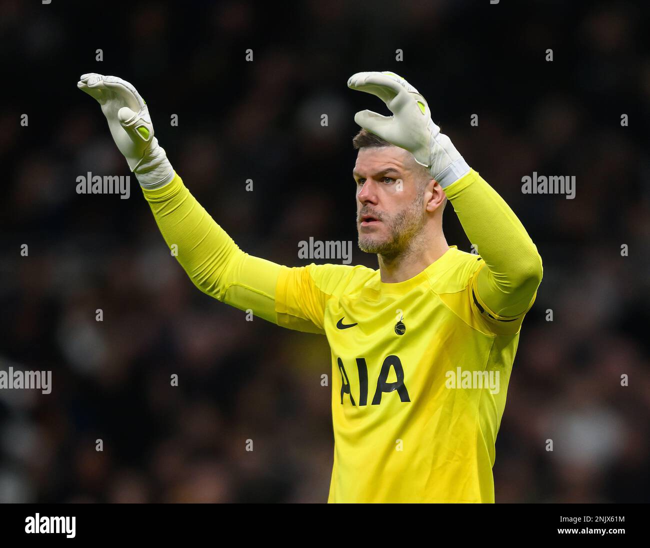 19. Februar 2023 - Tottenham Hotspur / West Ham United - Premier League - Tottenham Hotspur Stadium Tottenham's Fraser Forster während des Premier League-Spiels gegen West Ham. Bild : Mark Pain / Alamy Live News Stockfoto