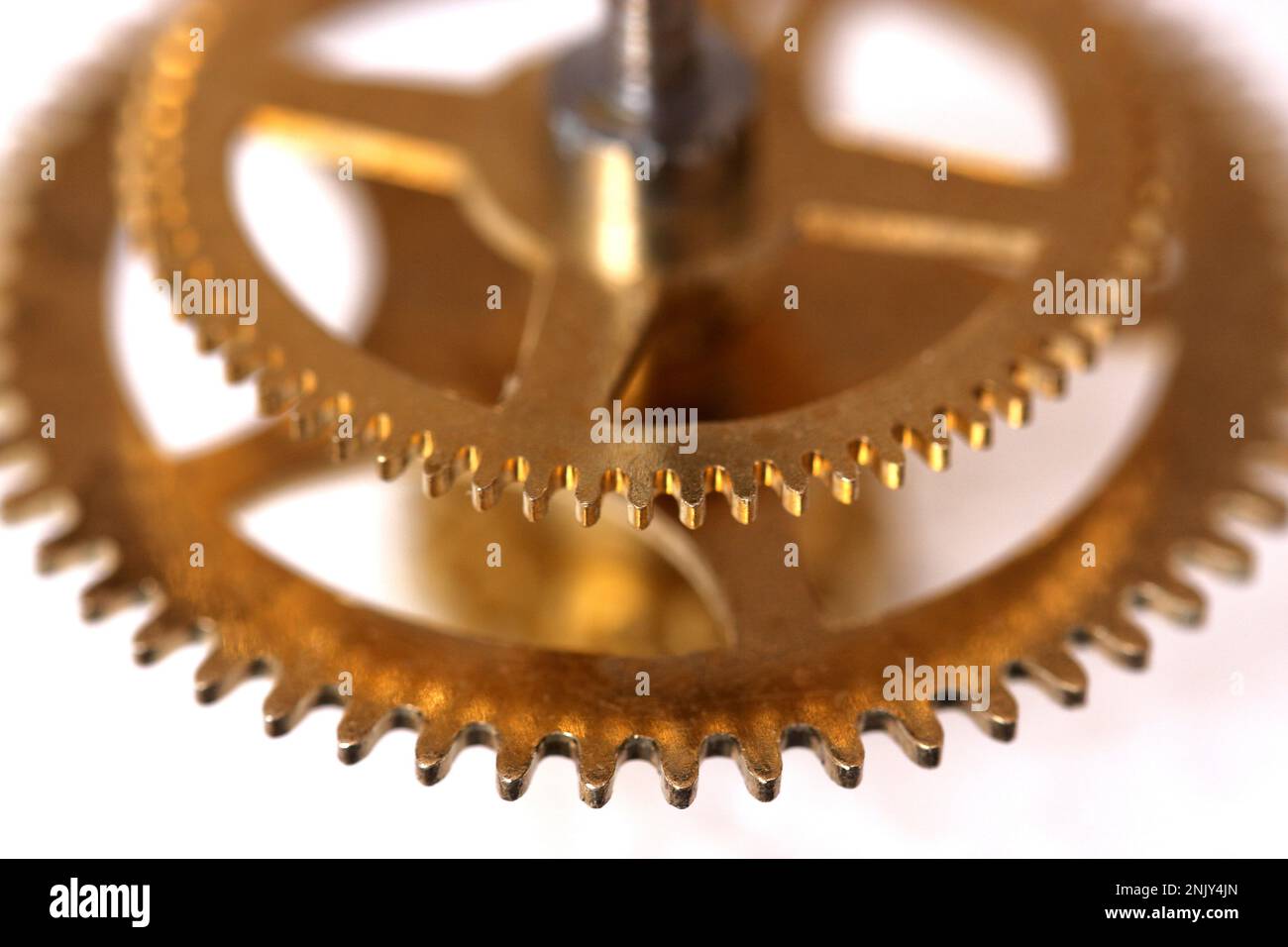 Zahnrad eines Uhrwerks, Ausschnitt Stockfoto