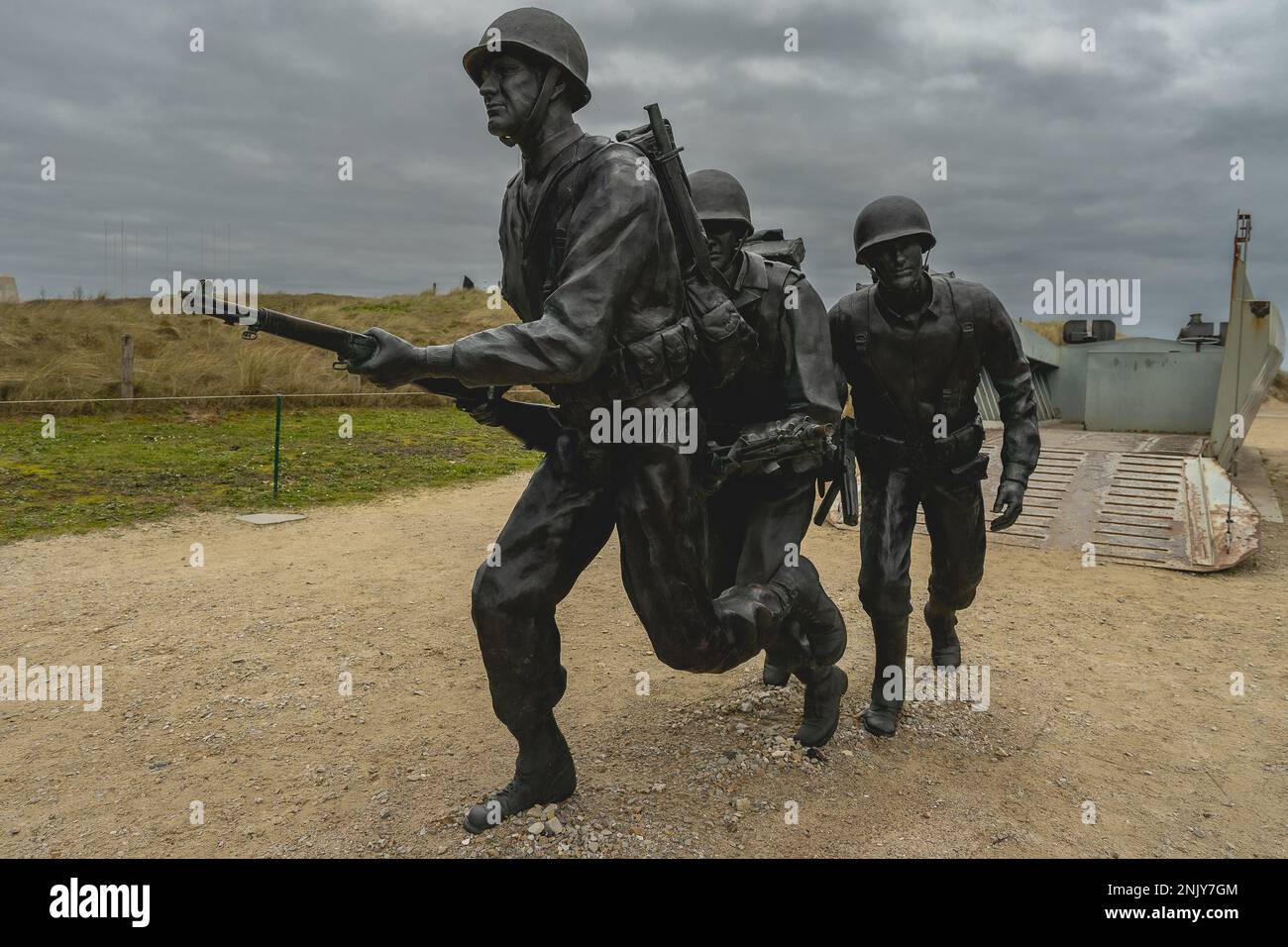 Higgins Boat Monument, am Landingsmusuem am Utah Beach, Normandie Frankreich. 6 Februar 2023. Stockfoto