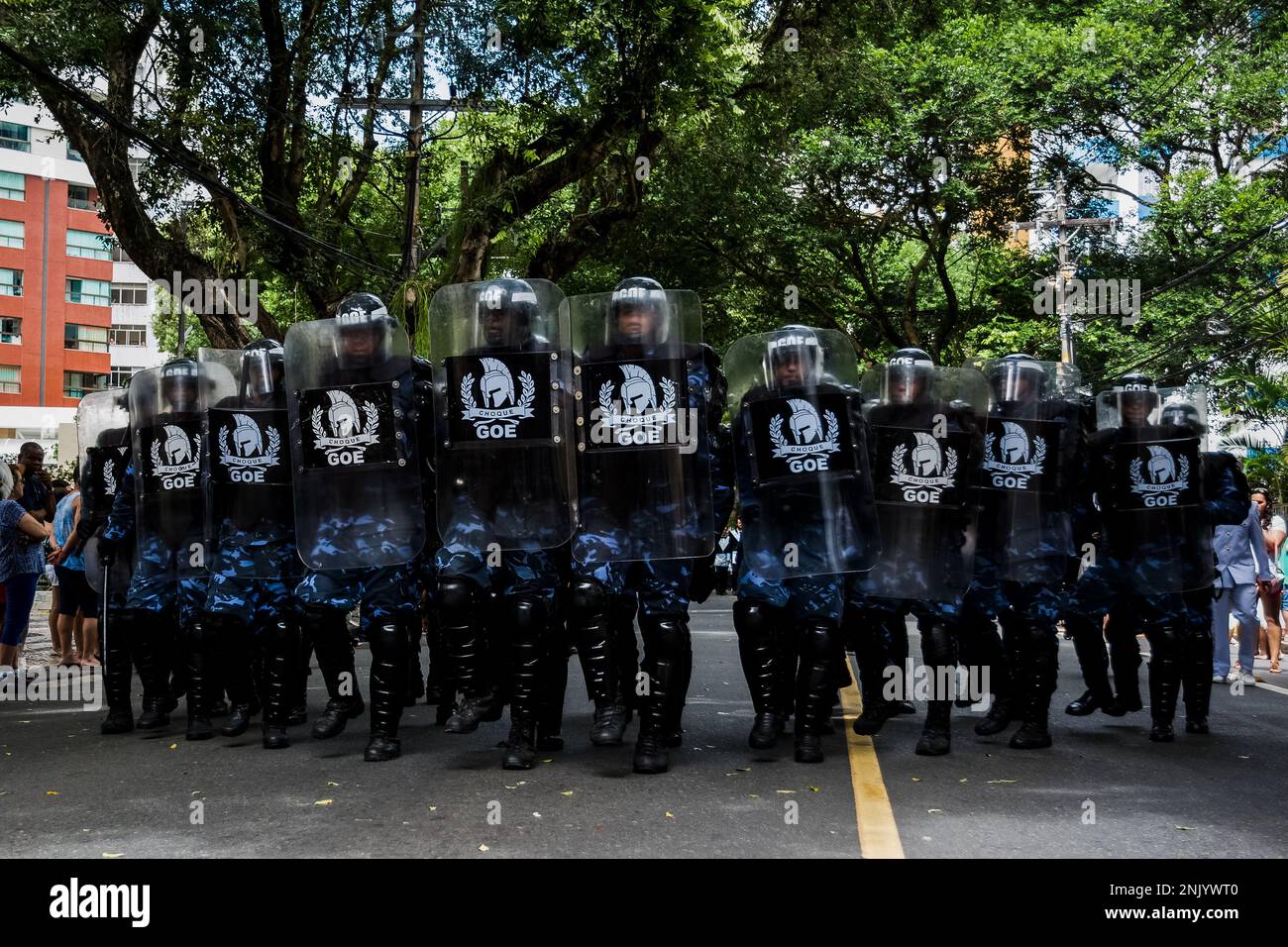 Salvador, Bahia, Brasilien - 07. September 2016: Salvadorianische Soldaten der Gemeindegarde werden am brasilianischen Unabhängigkeitstag beobachtet. Salvador, Bahia. Stockfoto