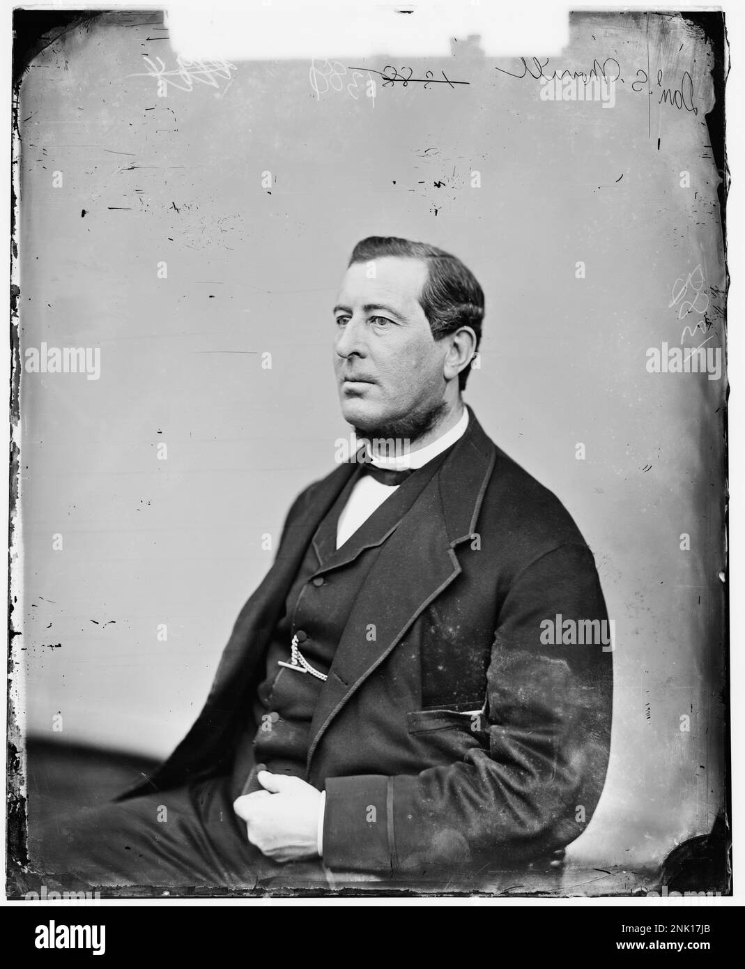 Porträt von Daniel Johnson Morrell, einem US-Repräsentanten aus Pennsylvania. Morrell diente Mitte des 19. Jahrhunderts im Kongress und trug zur Gesetzgebung der USA bei. Stockfoto