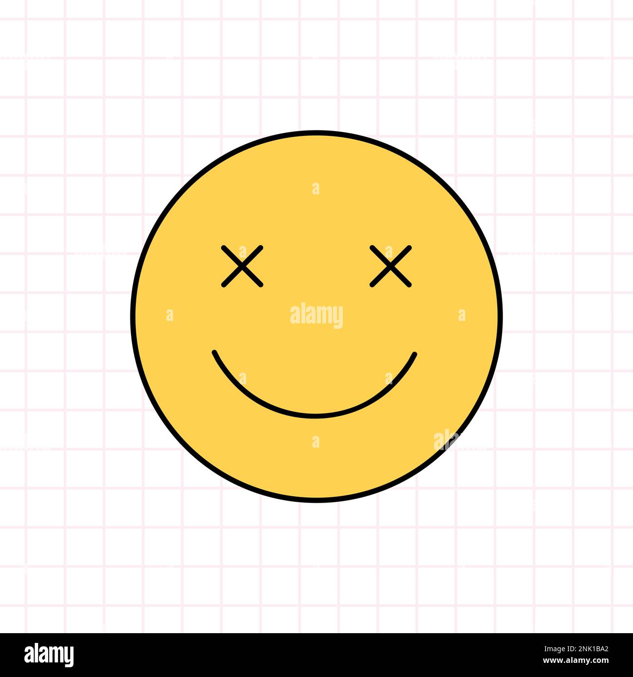 Smile Face-Symbol im Stil der 90s. Handgezeichnete Vektor-Doodle-Illustration isoliert auf weißem Hintergrund. Nostalgie für die 1990er. Perfekt für Karten, Dekorationen, Logos, Aufkleber. Stock Vektor