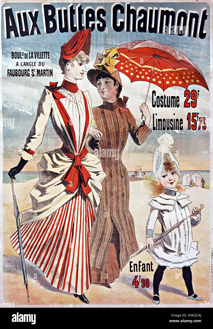 Viktorianisches Poster zur Illustration von Werbeanzeigen für Herren- und Damenbekleidung, ca. 1899 Stockfoto
