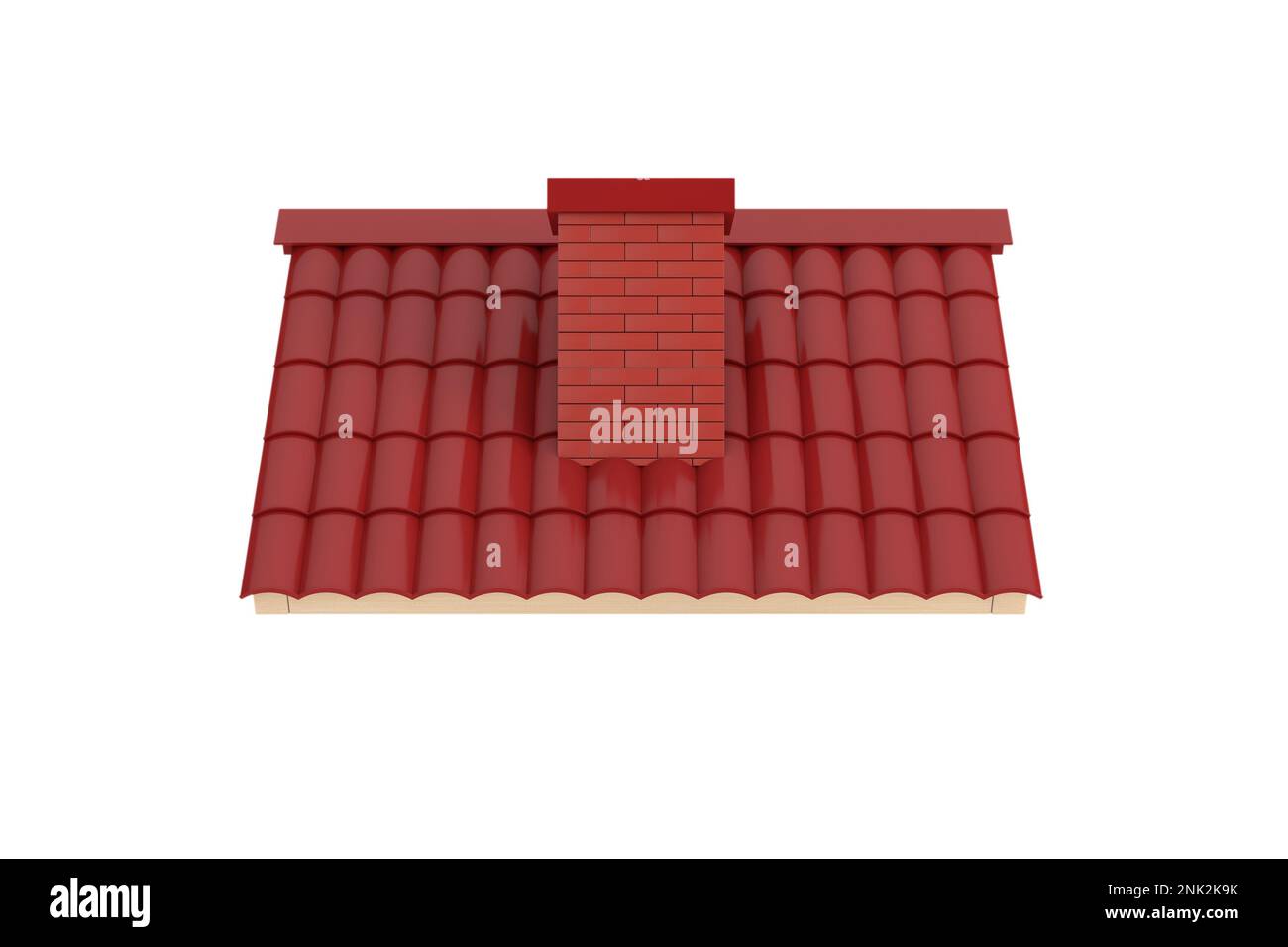 Rotes Fliesendach auf weißem Hintergrund. 3D Rendering Stockfoto