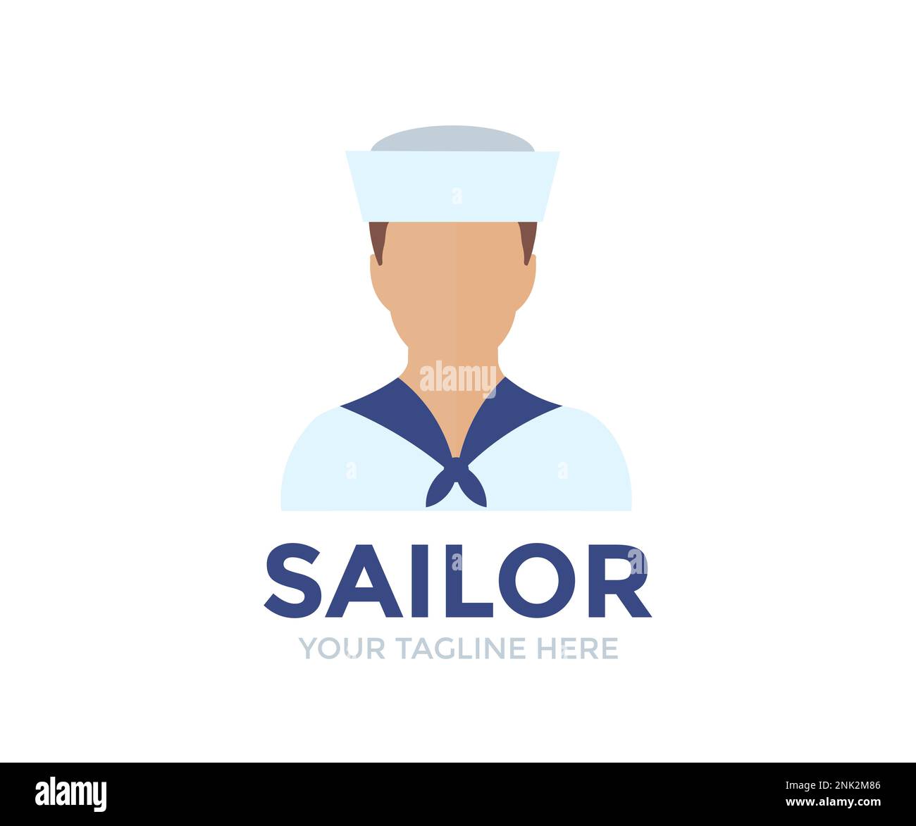 Professionelles Sailor man Logo. Personenprofil, Avatarsymbol, Symbol für männliche Personen. Seemann. Männlicher professioneller Seemann. Stock Vektor