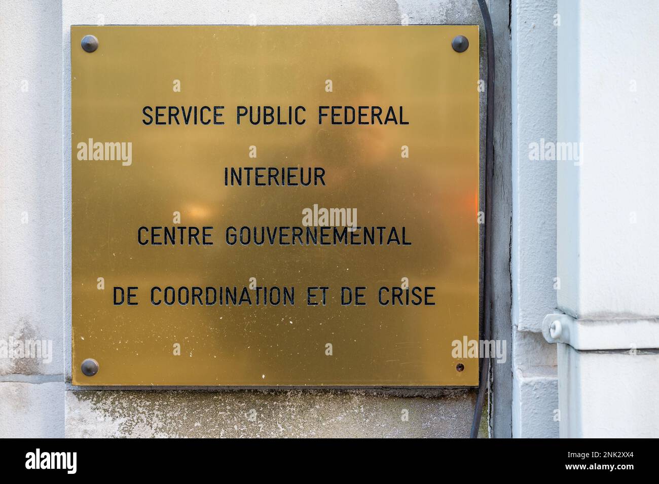 Stadtzentrum Brüssel, Region Brüssel-Hauptstadt, Belgien - 19 2023. Januar - Unterschreiben Sie auf Französisch mit der Inschrift des Bundesdienstes für Inneres A Stockfoto