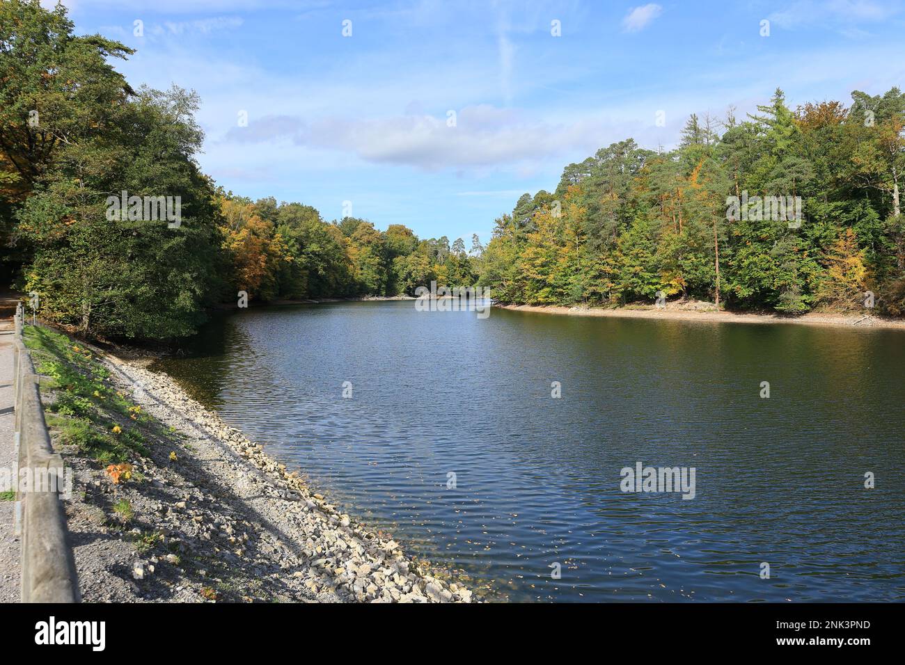 Blick auf den Baerensee bei Stuttgart im Herbst Stockfoto