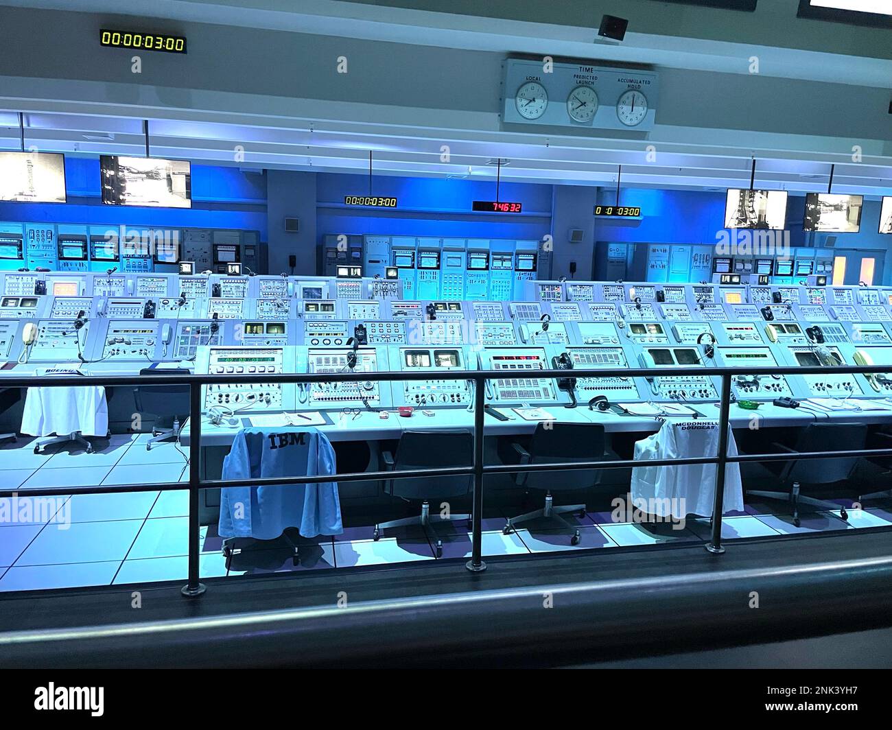 Kontrollraum des Kennedy-Weltraumzentrums Stockfoto