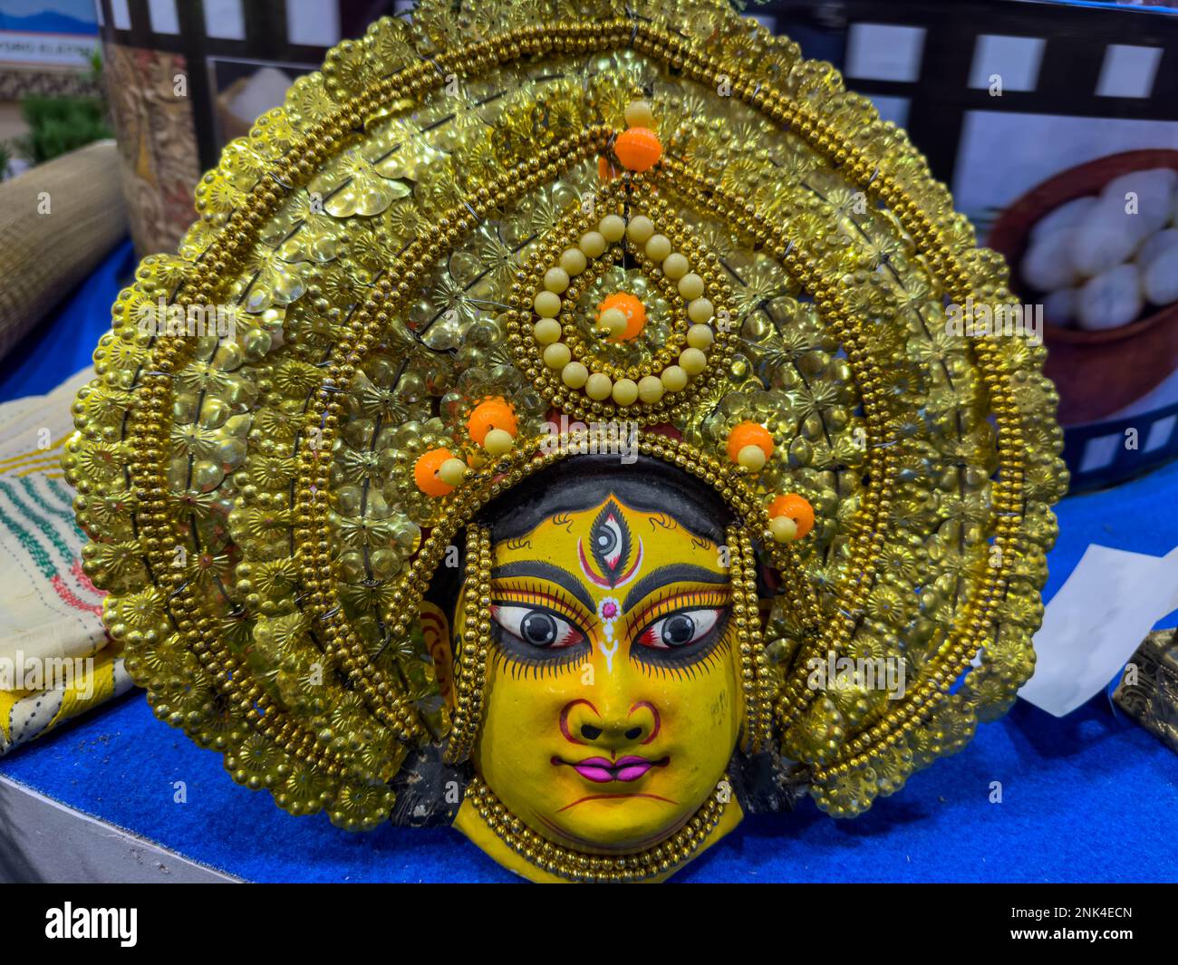 Als Idol der Göttin Durga in Pandal ist Durga Puja das weltweit wichtigste hindu-Festival für Bengali. Stockfoto