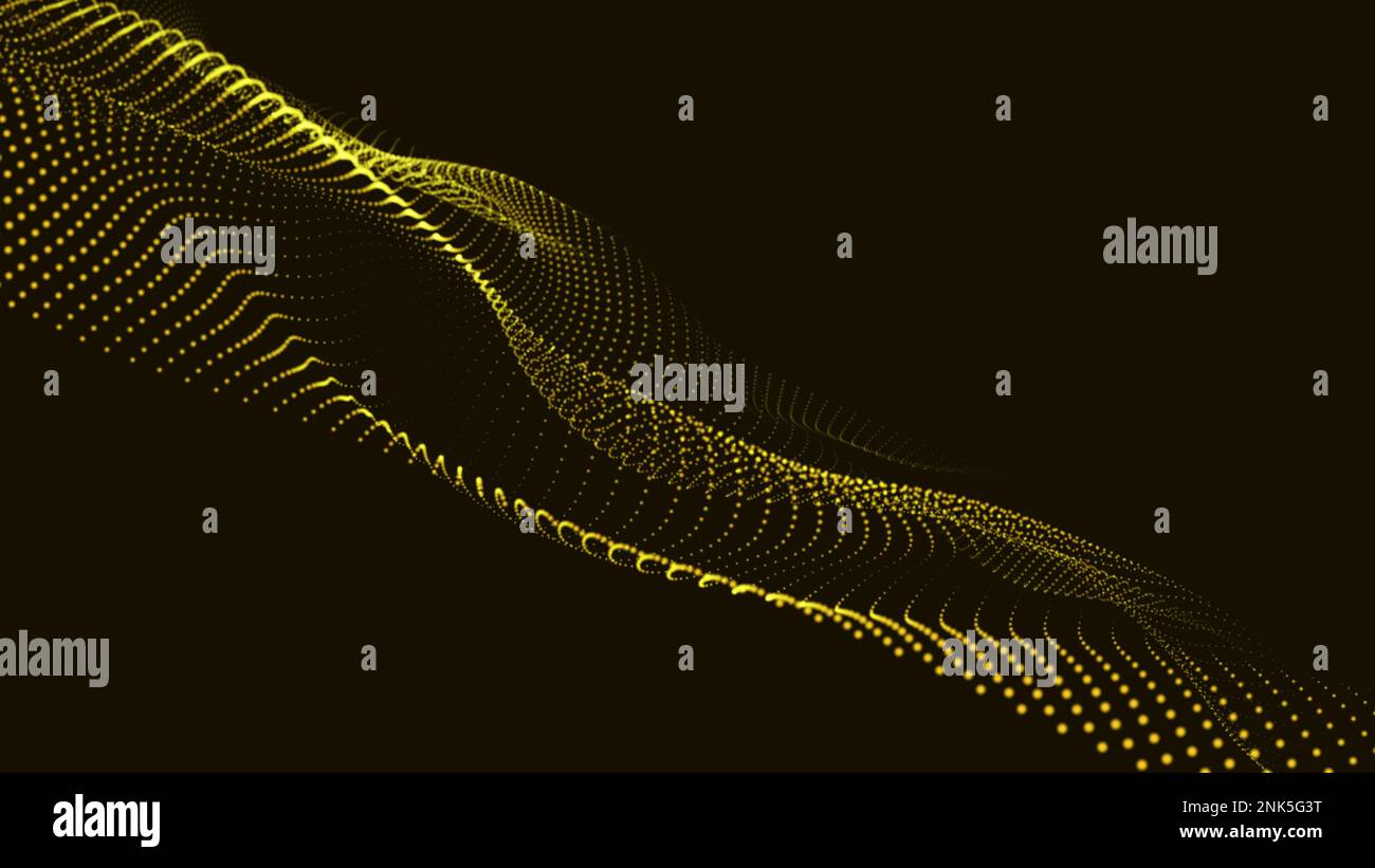 Abstrakte Technologiewelle. Mit trapcode-Form erstellte Schleife des animierten Hintergrunds. Hintergrund für abstrakte digitale Formulare. Trapcode-Form mit leuchtenden Punkten und Linien Stockfoto