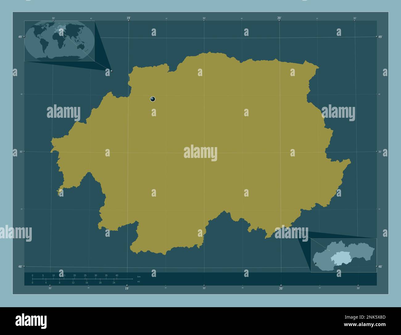 Banskobystricky, Region der Slowakei. Durchgehende Farbform. Eckkarten für zusätzliche Standorte Stockfoto