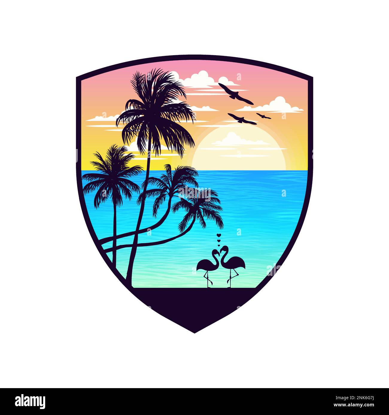 Meer und Strand Panorama. Editierbare Vektordarstellung. Stock Vektor